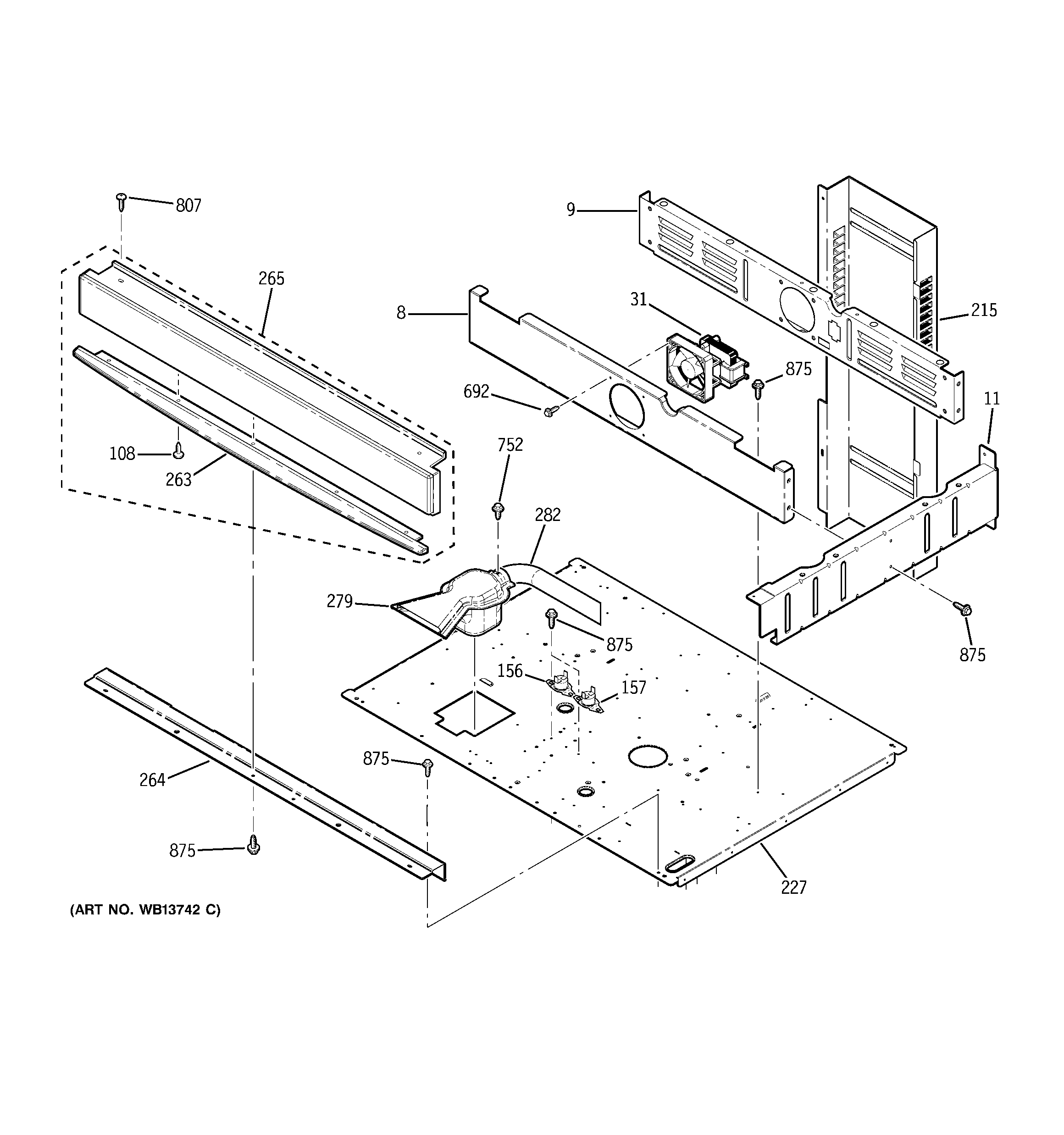 GE JT952SK4SS center spacer diagram