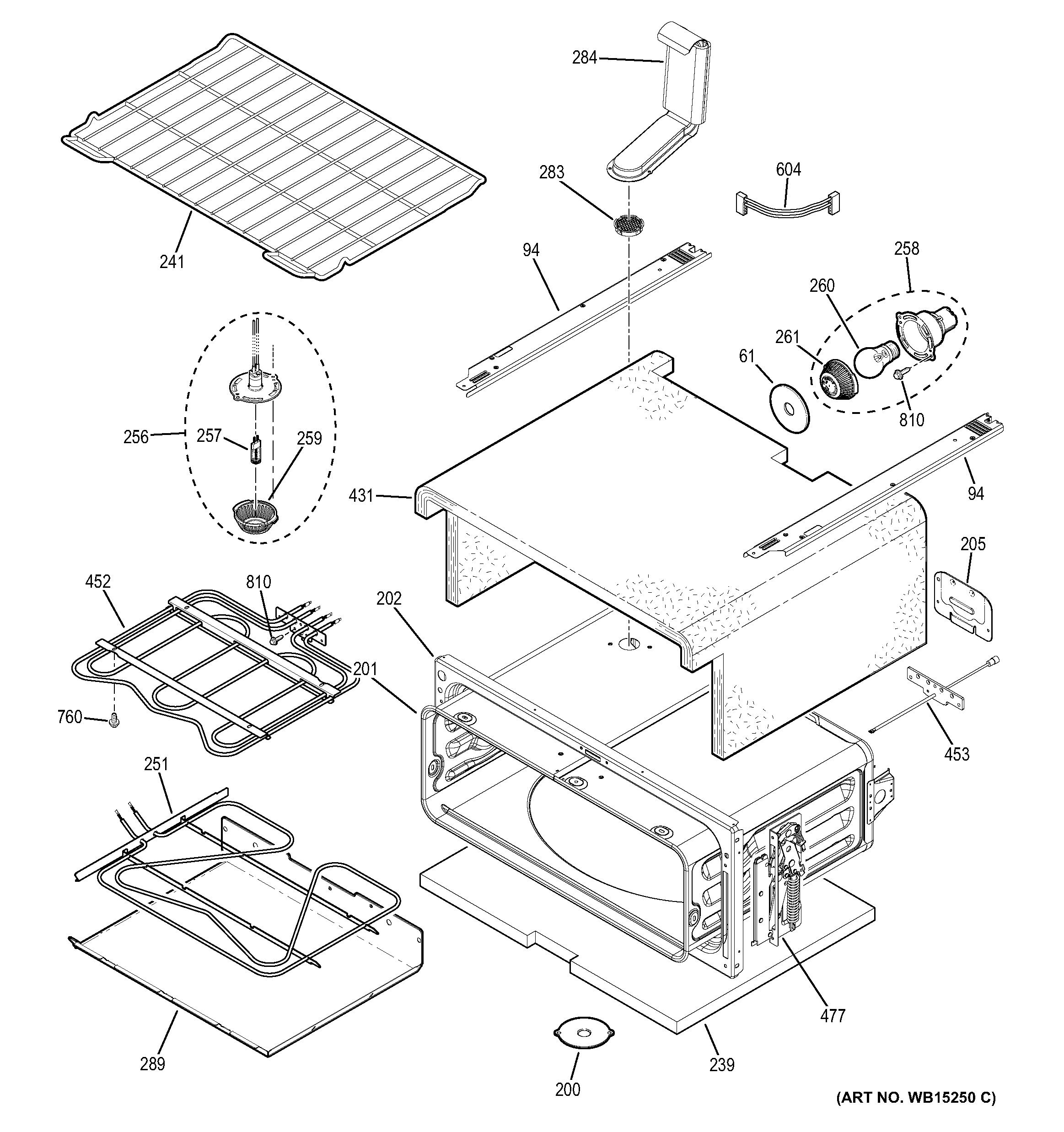GE PCB950SF4SS upper oven diagram