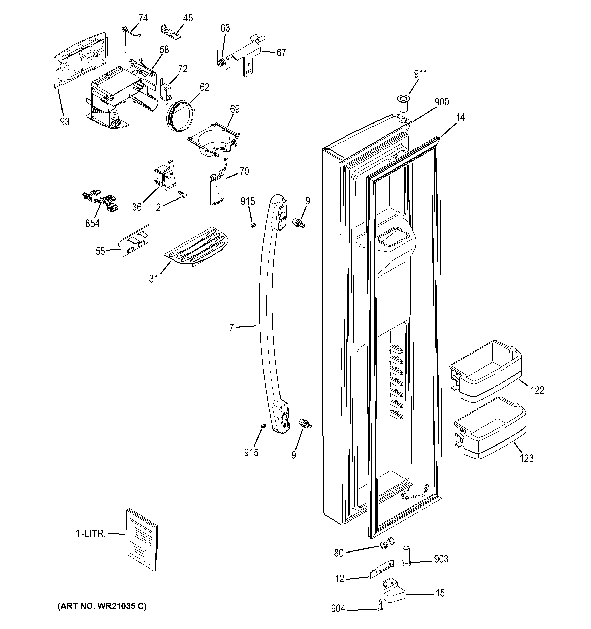 GE GSS23HMHBCES freezer door diagram