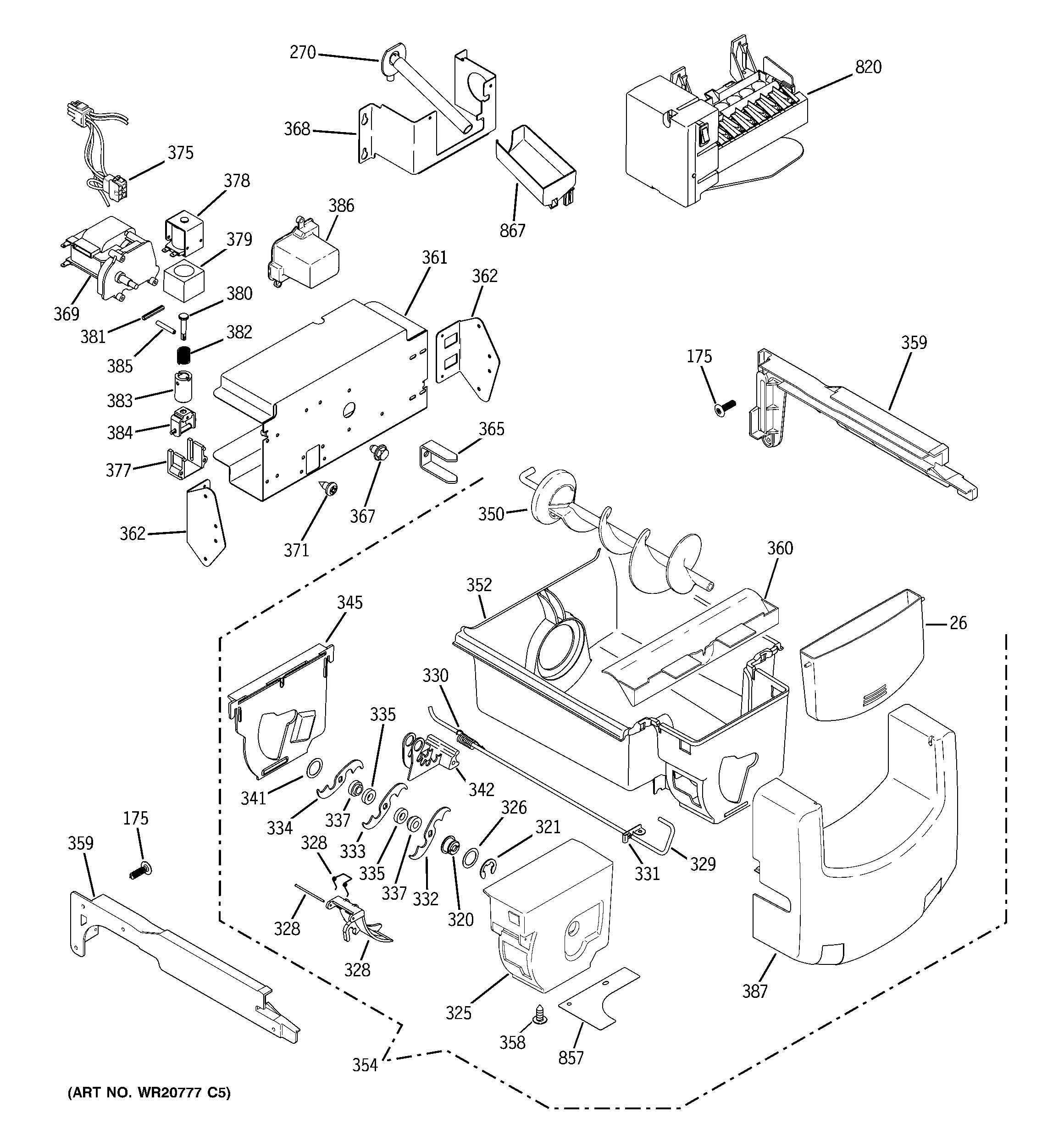 GE GSS23HMHBCES ice maker & dispenser diagram
