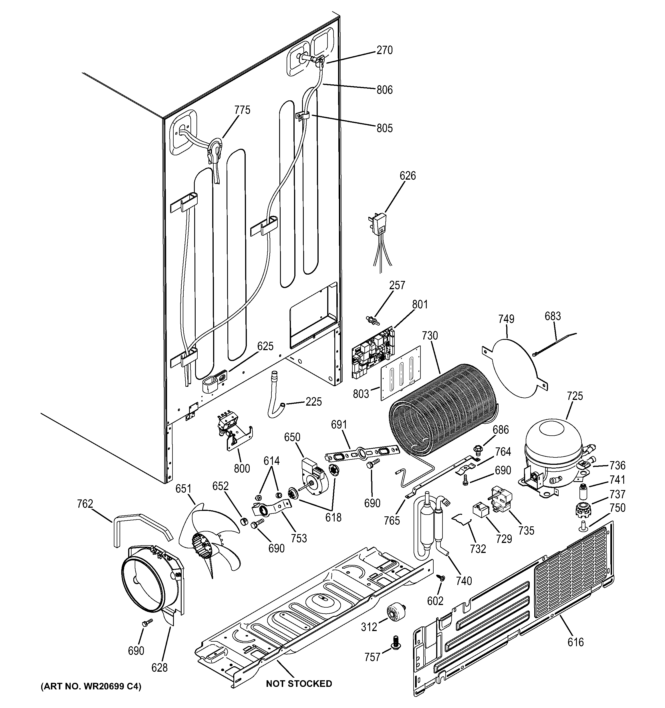 GE GSS23HMHBCES machine compartment diagram