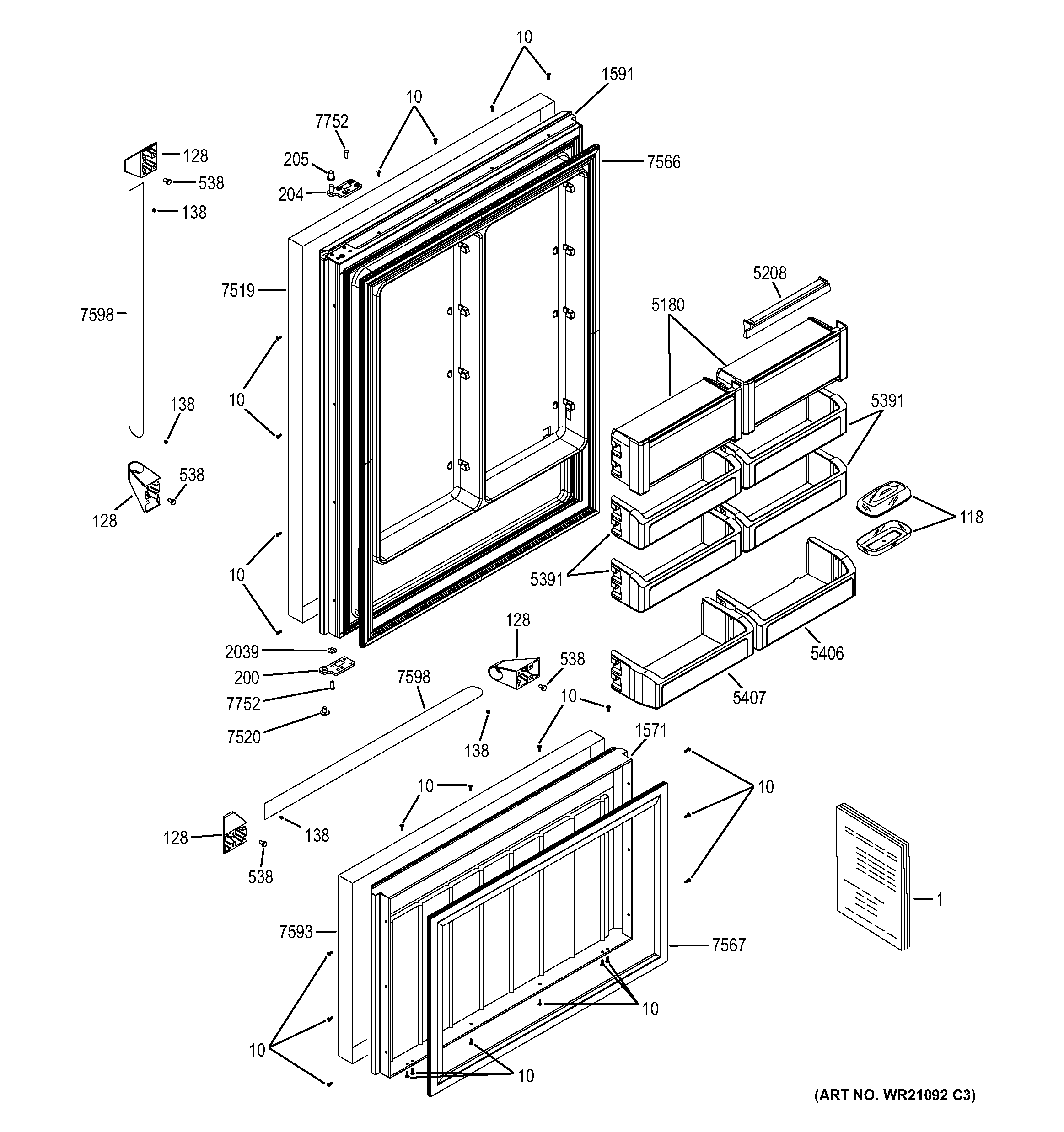 GE ZICP360NXBRH doors diagram