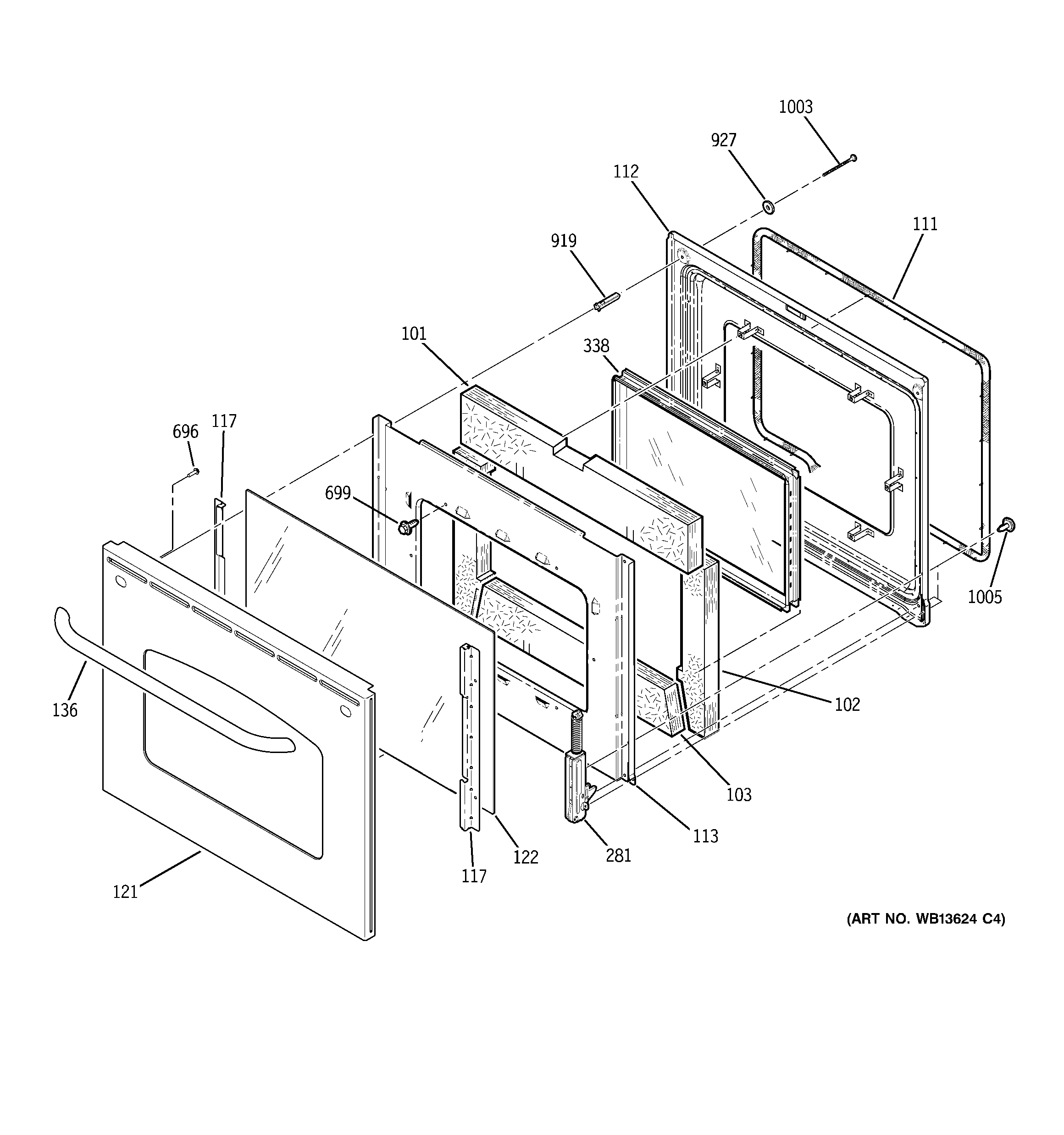GE JBP66SK4SS door diagram