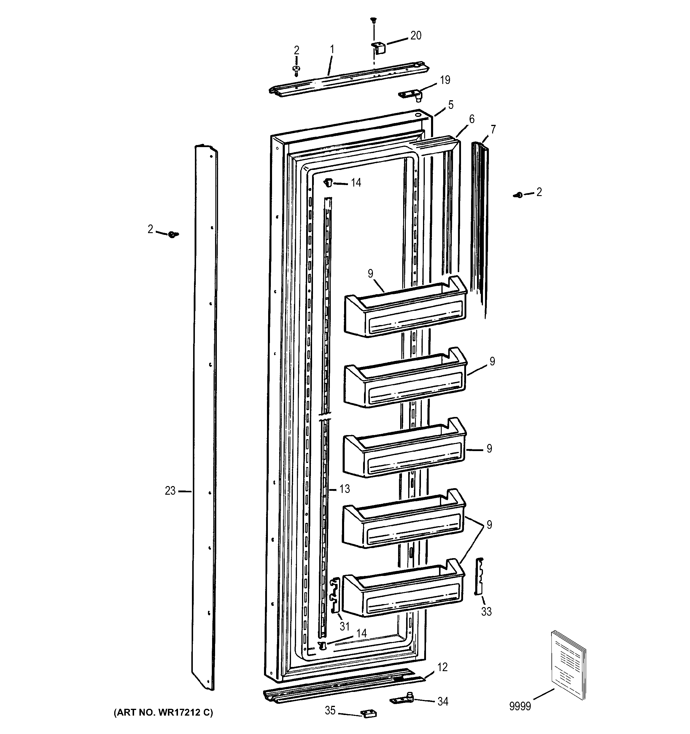 GE ZIS42CMB freezer door diagram
