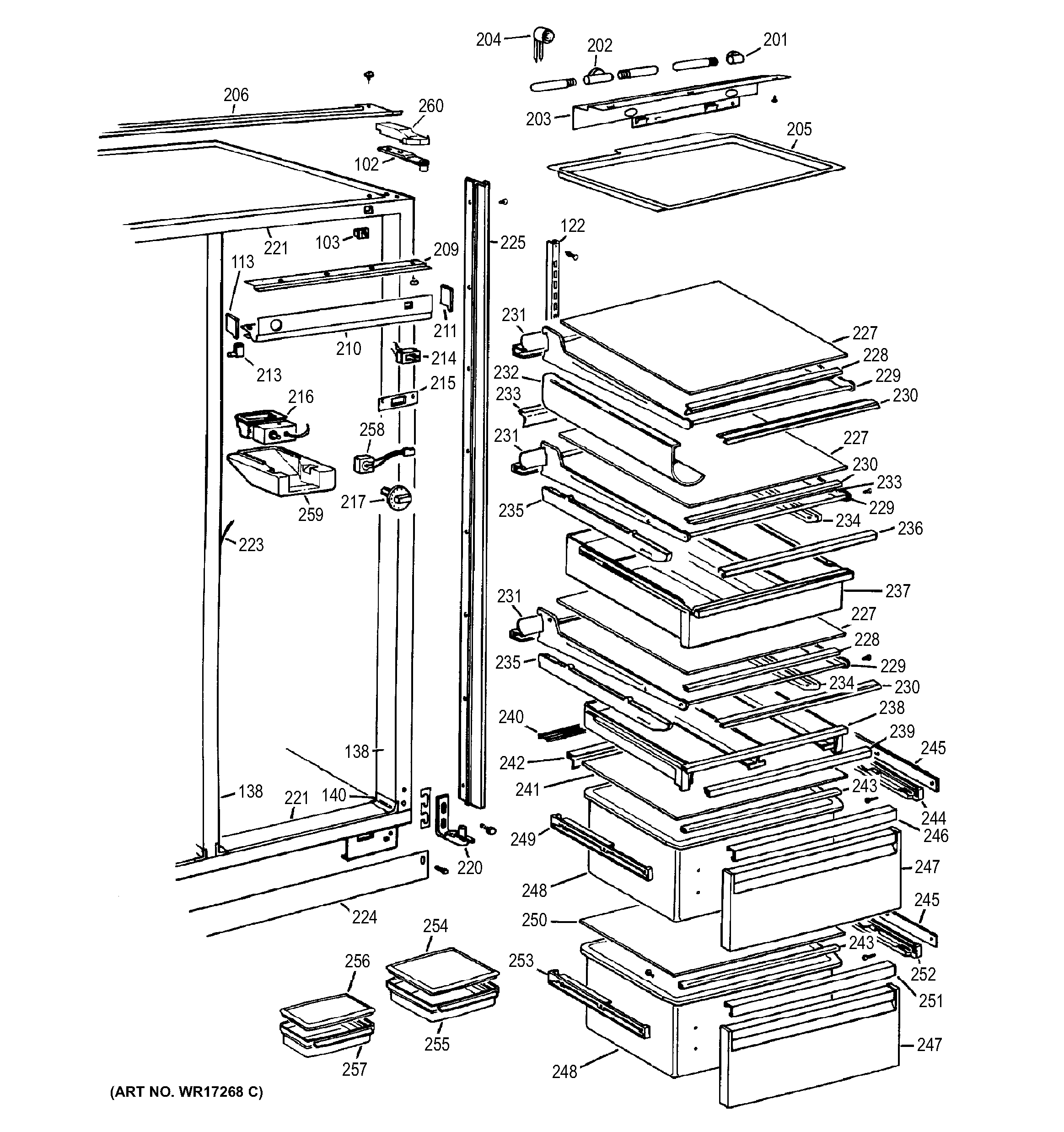GE ZIS42CMB fresh food section diagram