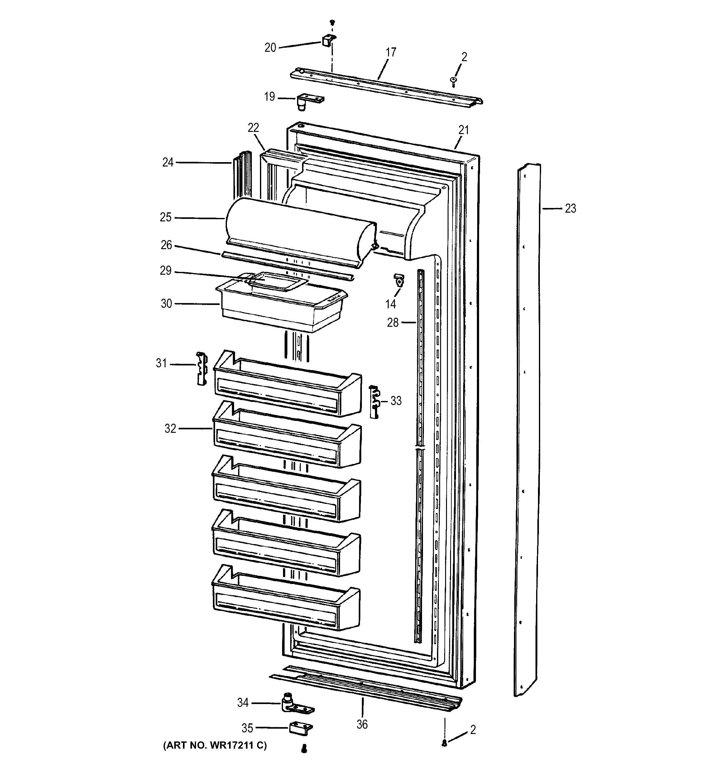 GE ZIS42CMC fresh food door diagram