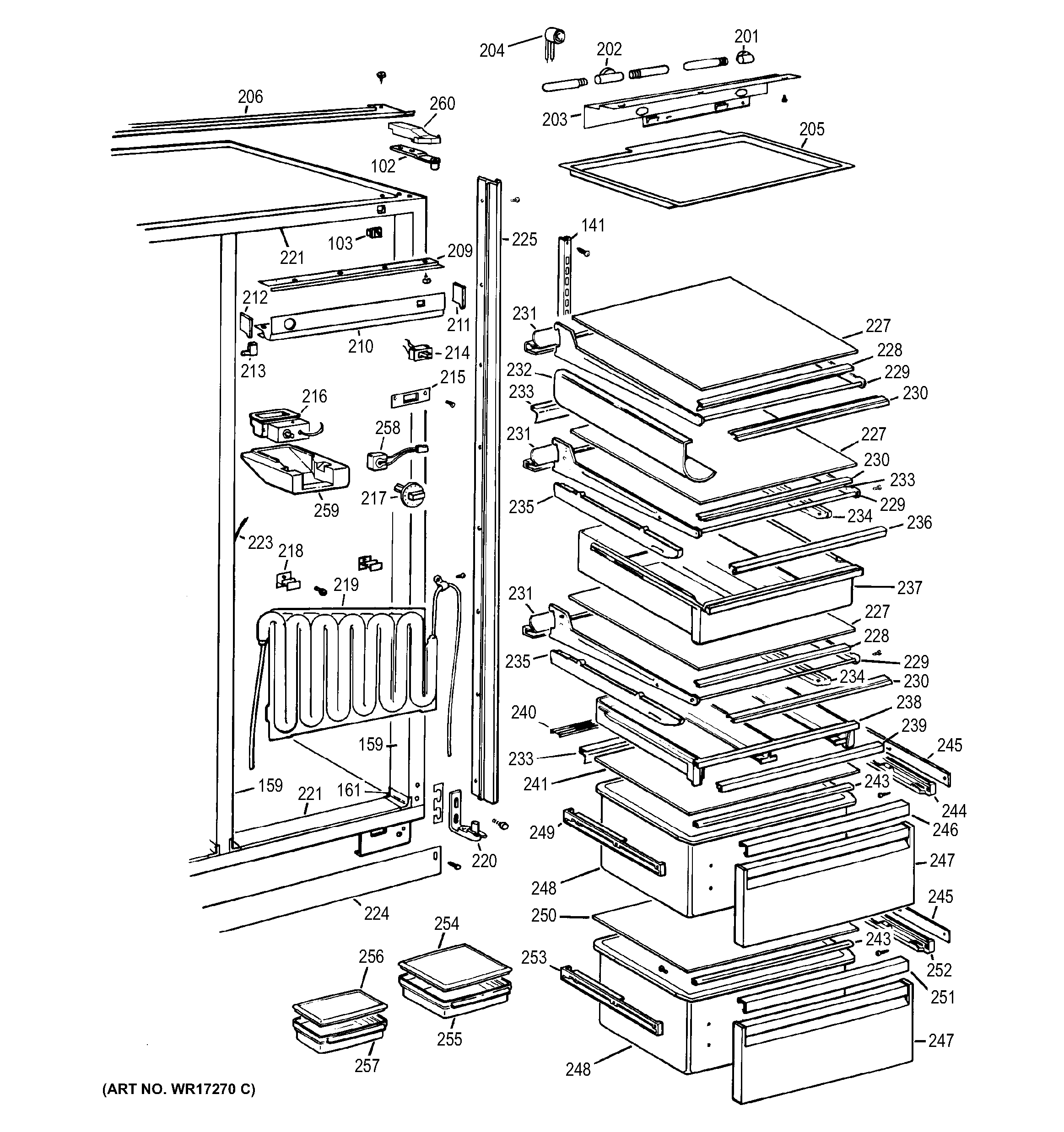 GE ZISB42EMC fresh food section diagram