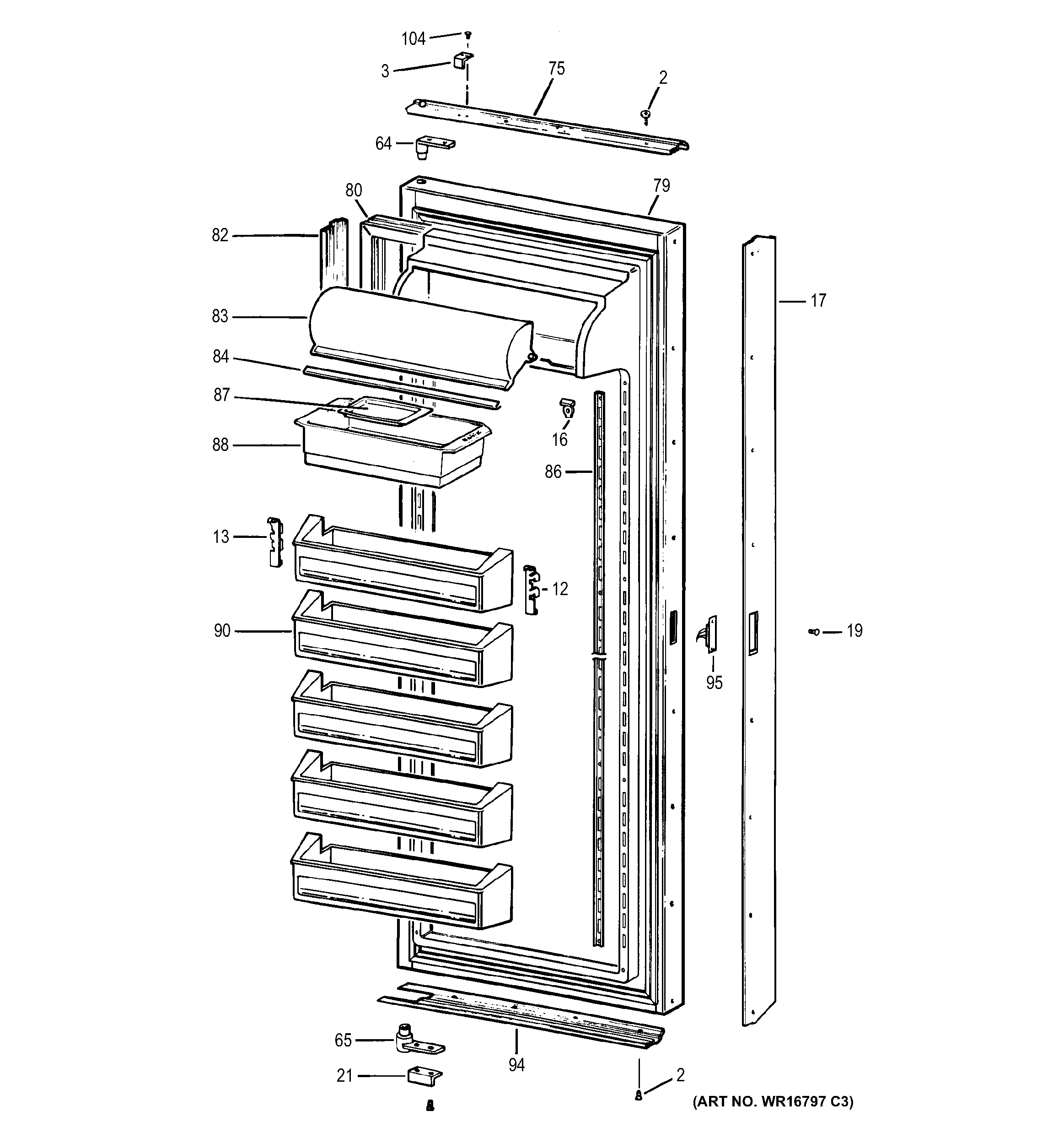 GE ZISW42EMB fresh food door diagram