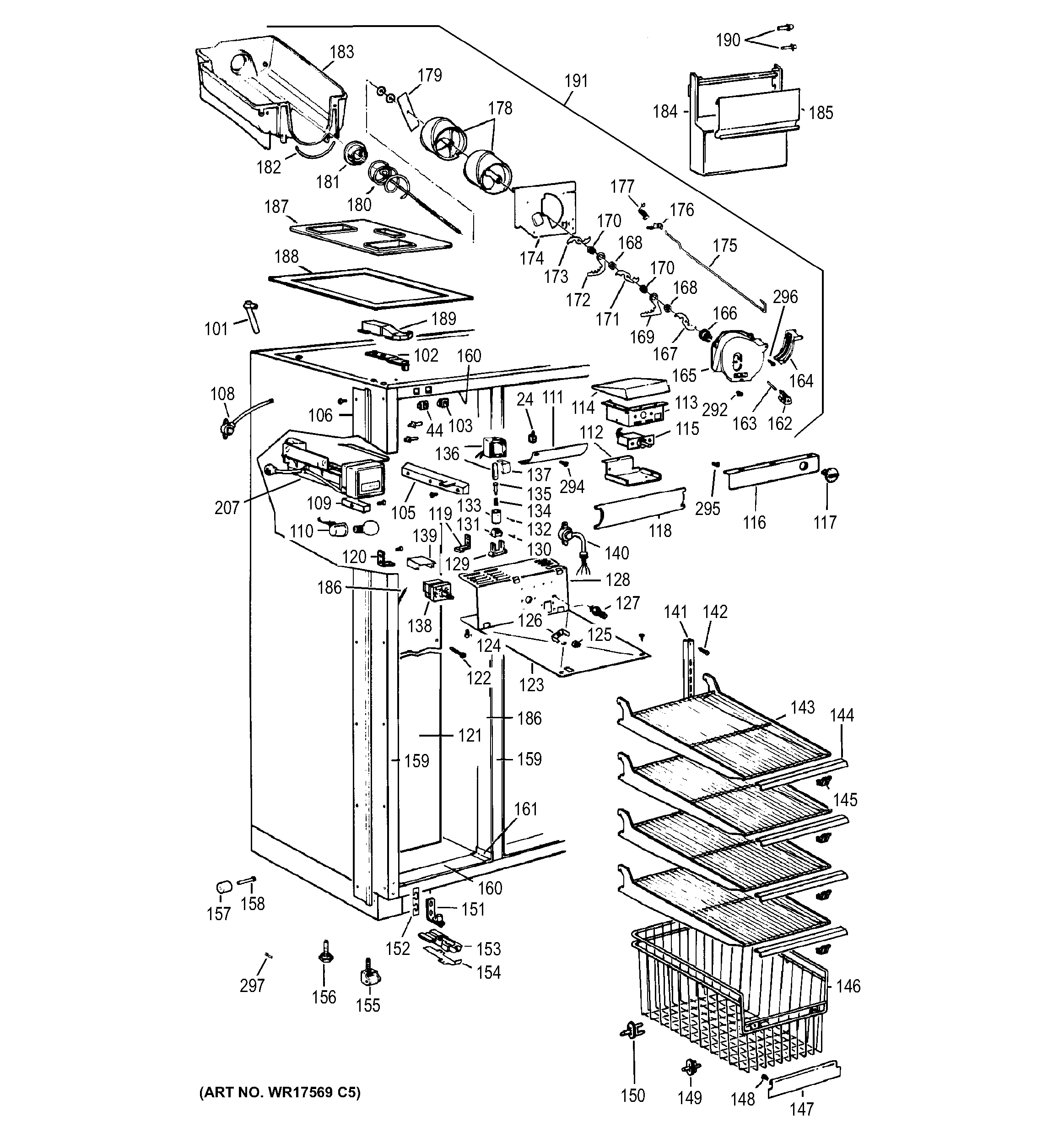 GE ZISW42EMB freezer section diagram