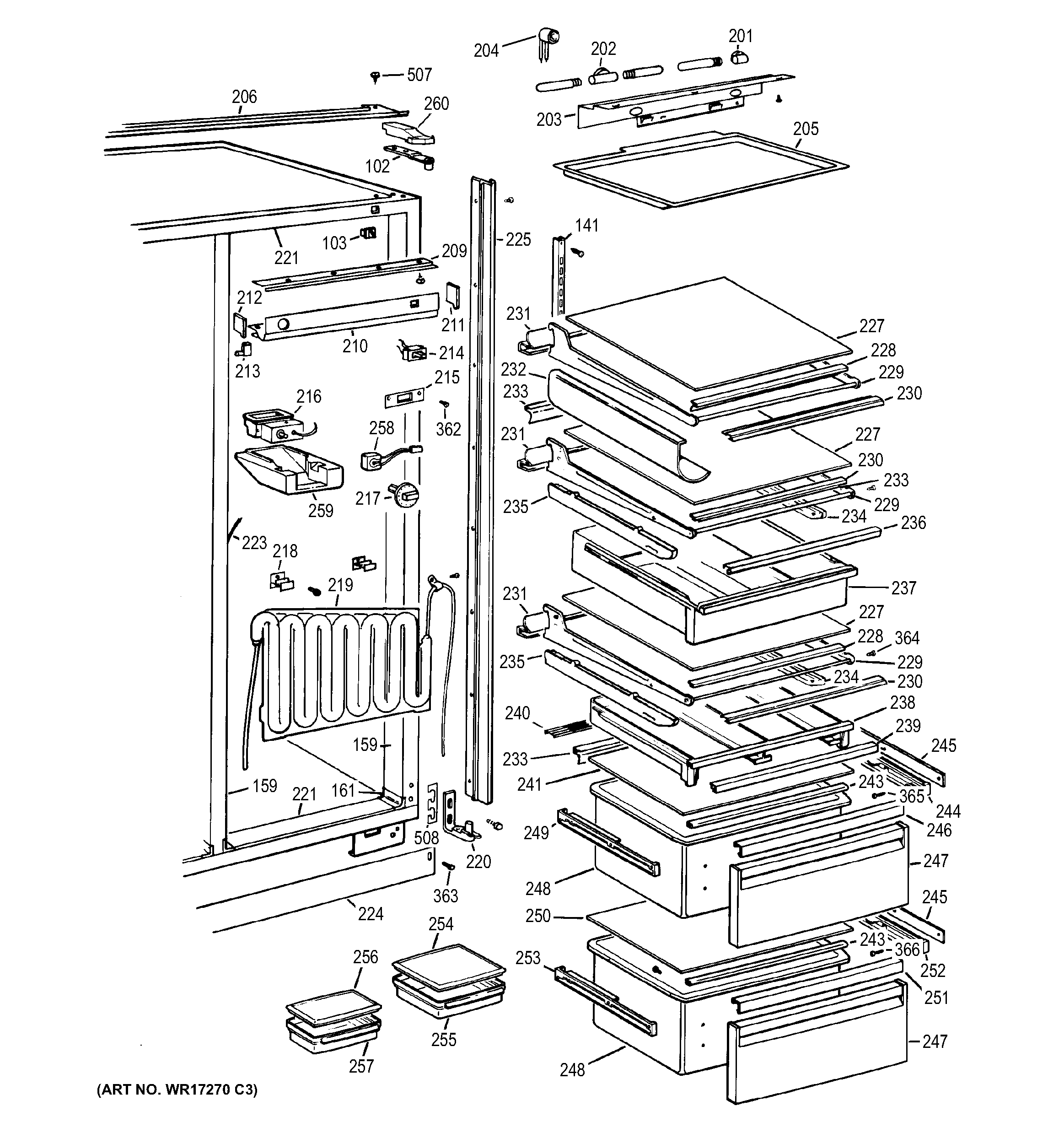GE ZISW42EMC fresh food section diagram