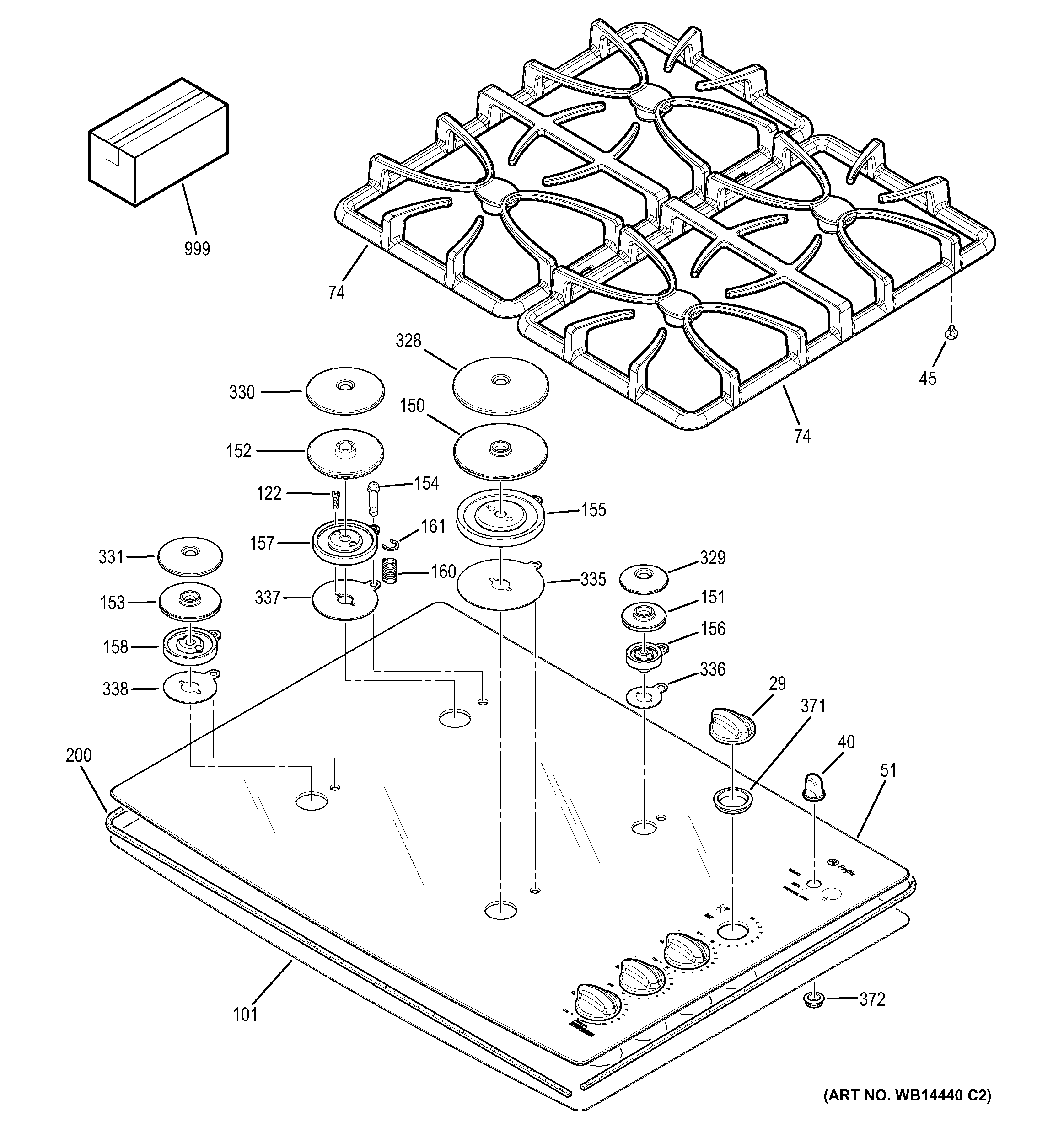 GE JGP940SEK1SS control panel & cooktop diagram