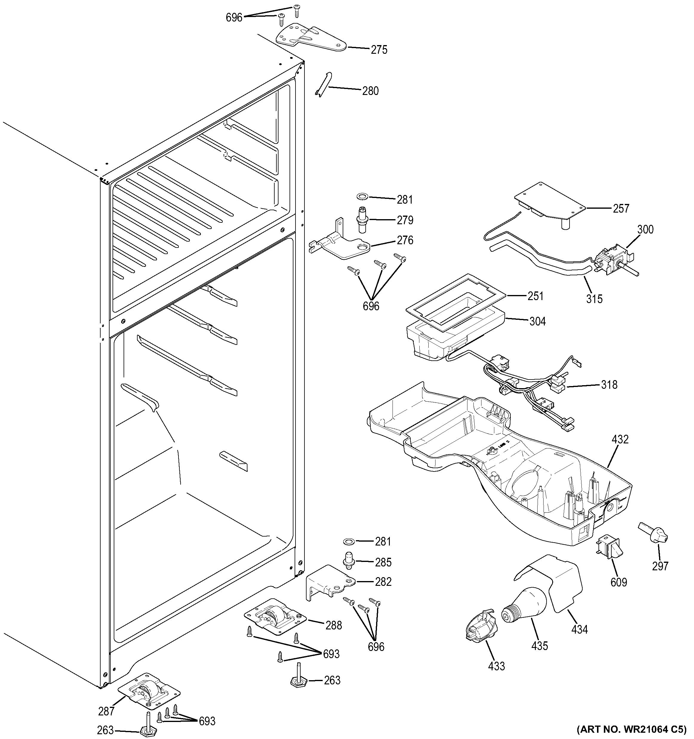 GE GTE16DTHHRCC fresh food section diagram