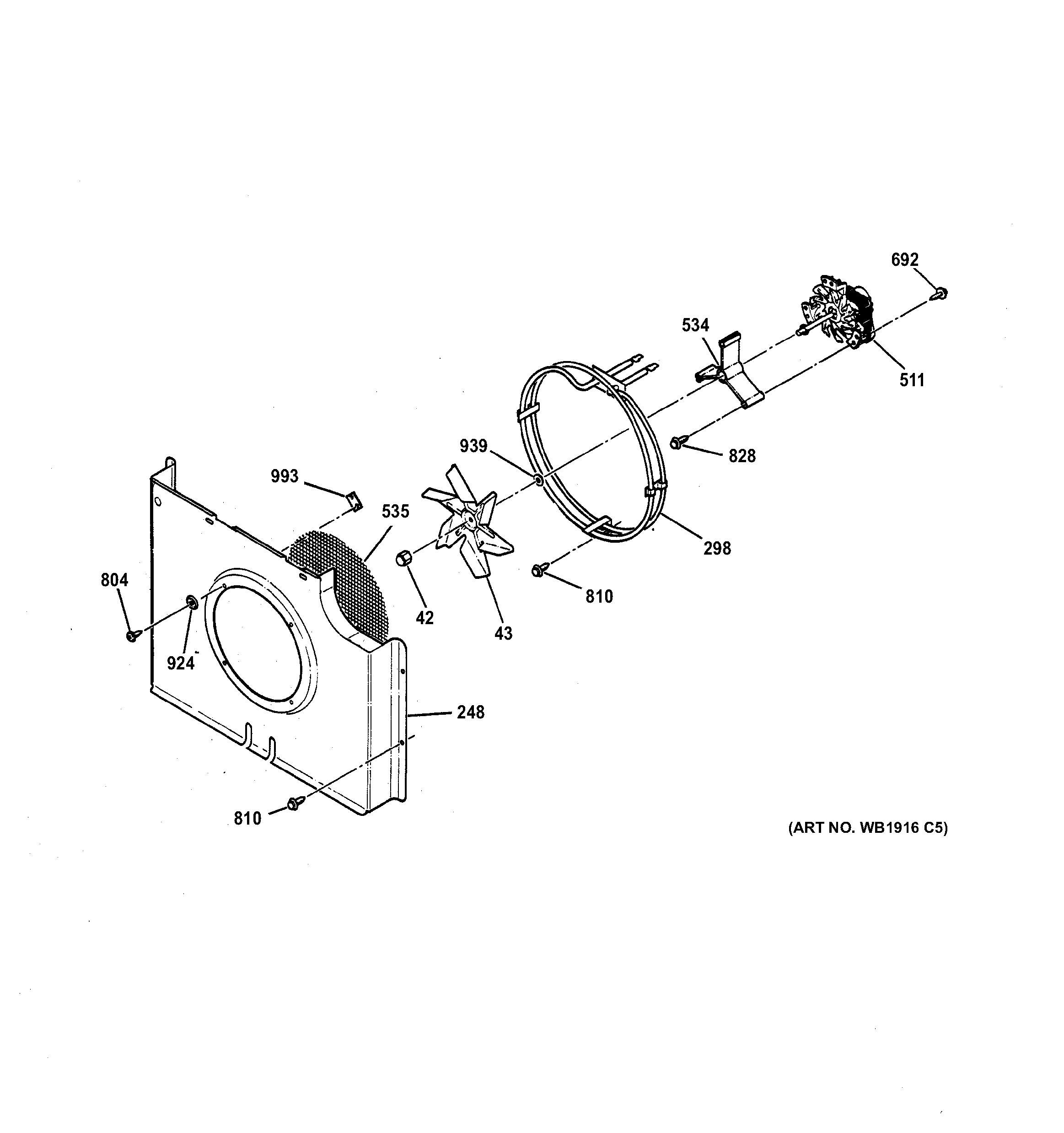 GE ZEK737BA1BB convection fan diagram