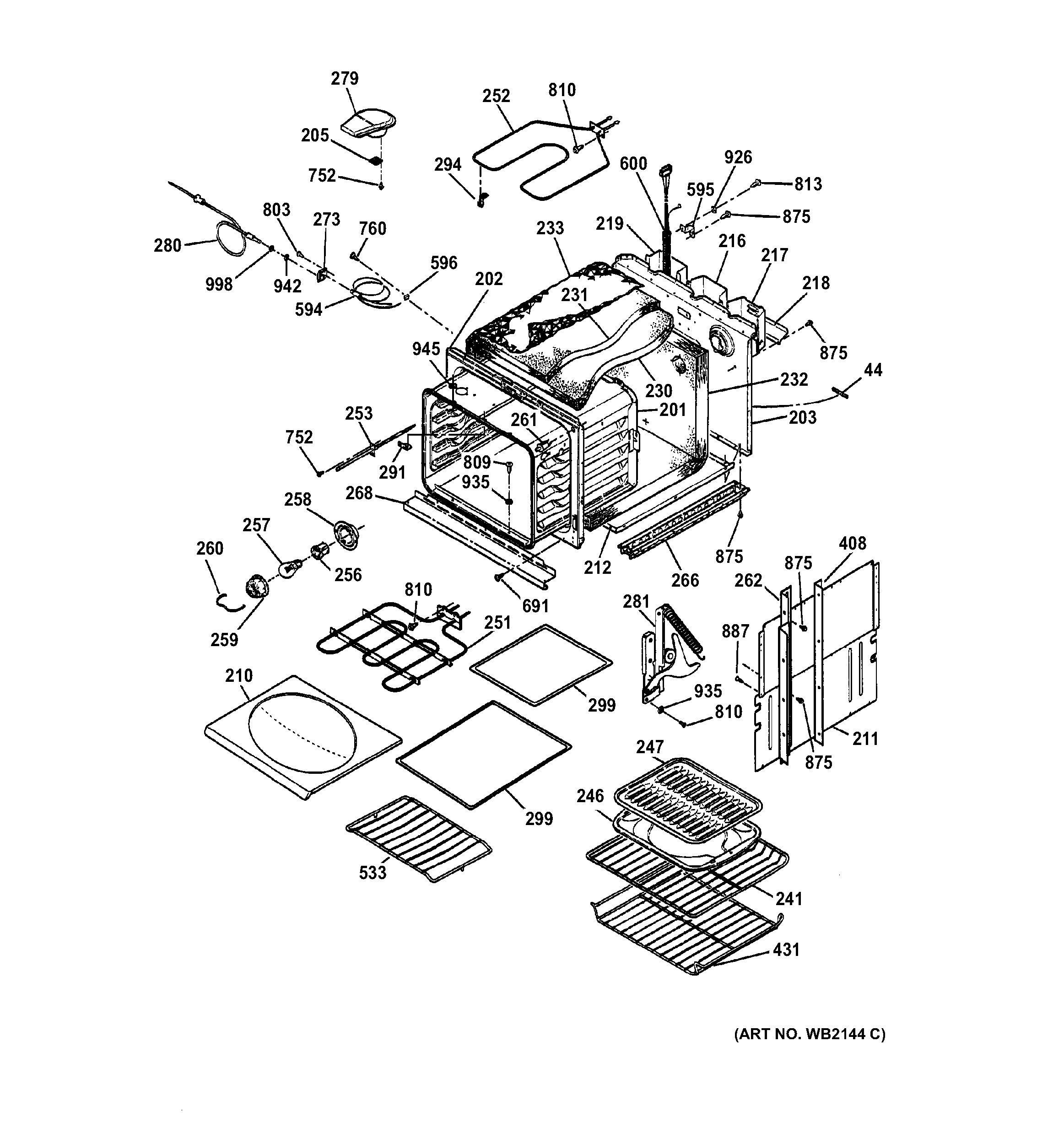 GE ZEK737BA2BB body parts diagram