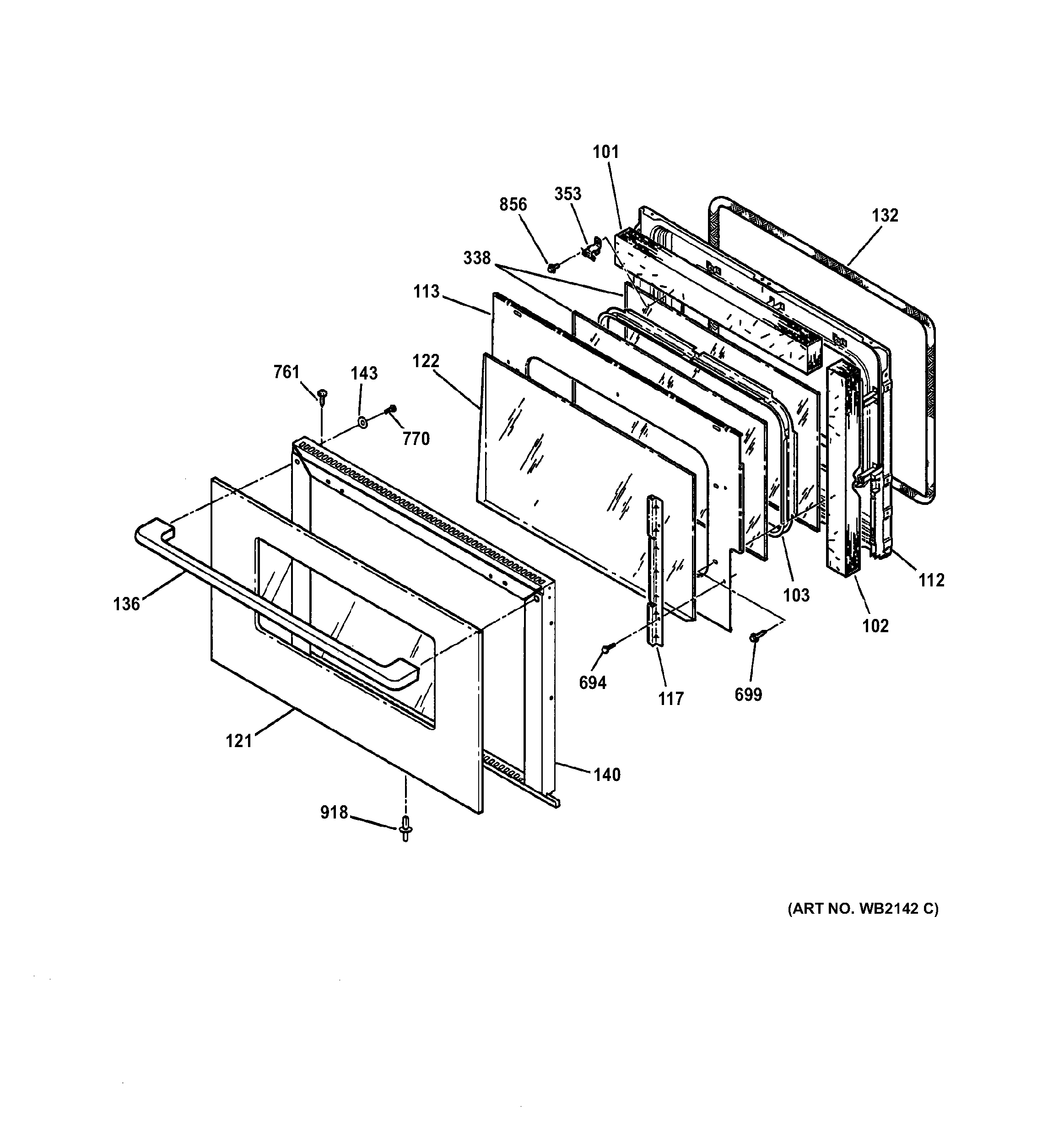 GE ZEK737BA2BB door diagram