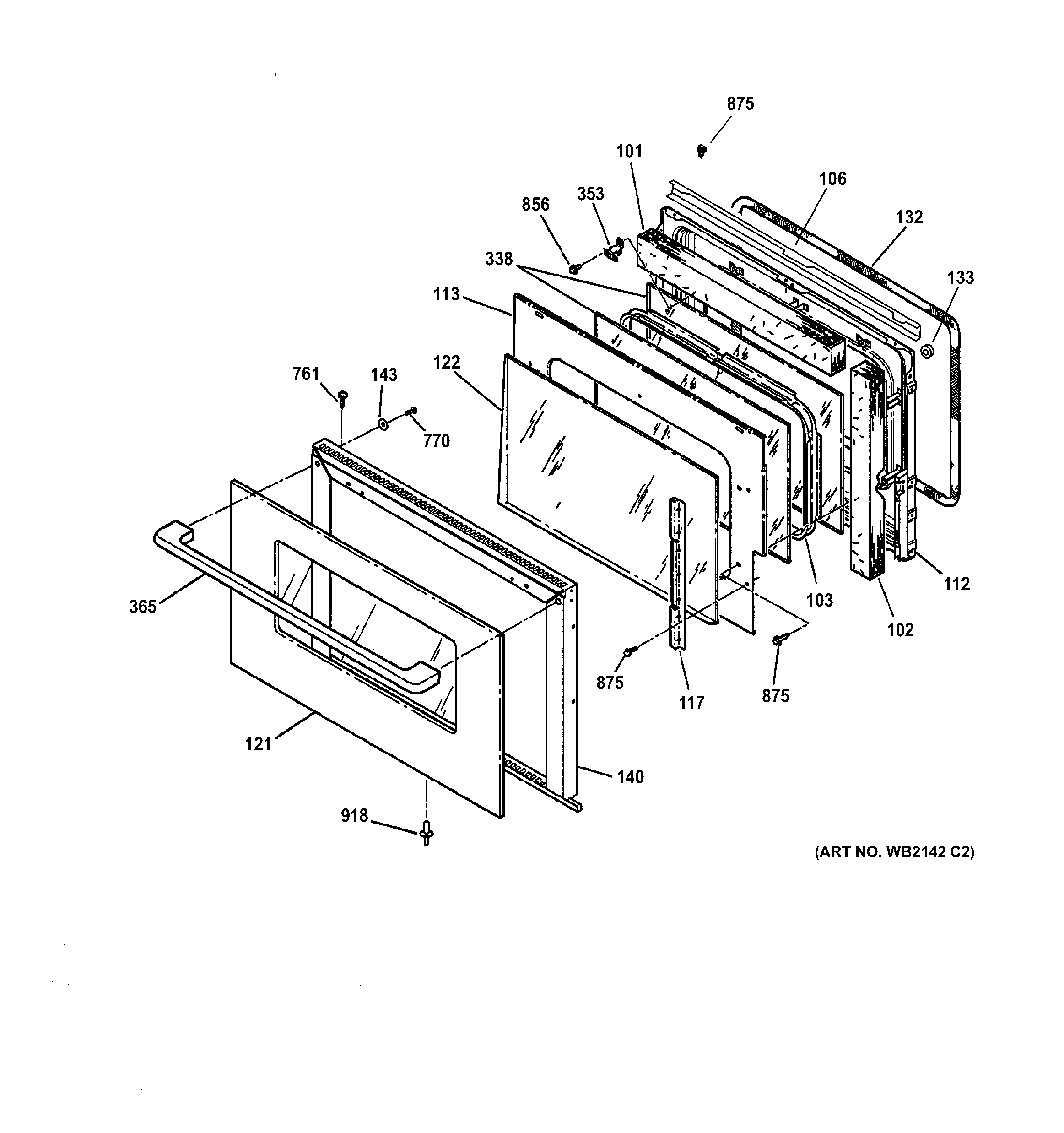 GE ZEK737BA3BB door diagram