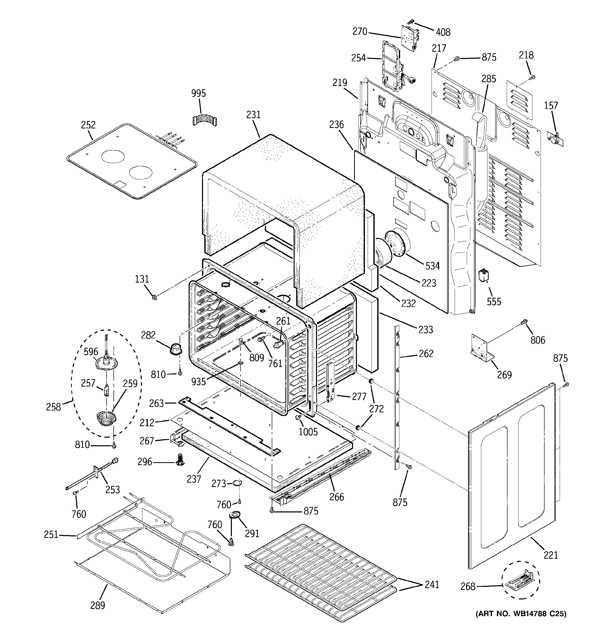 GE PB970SP6SS lower oven diagram