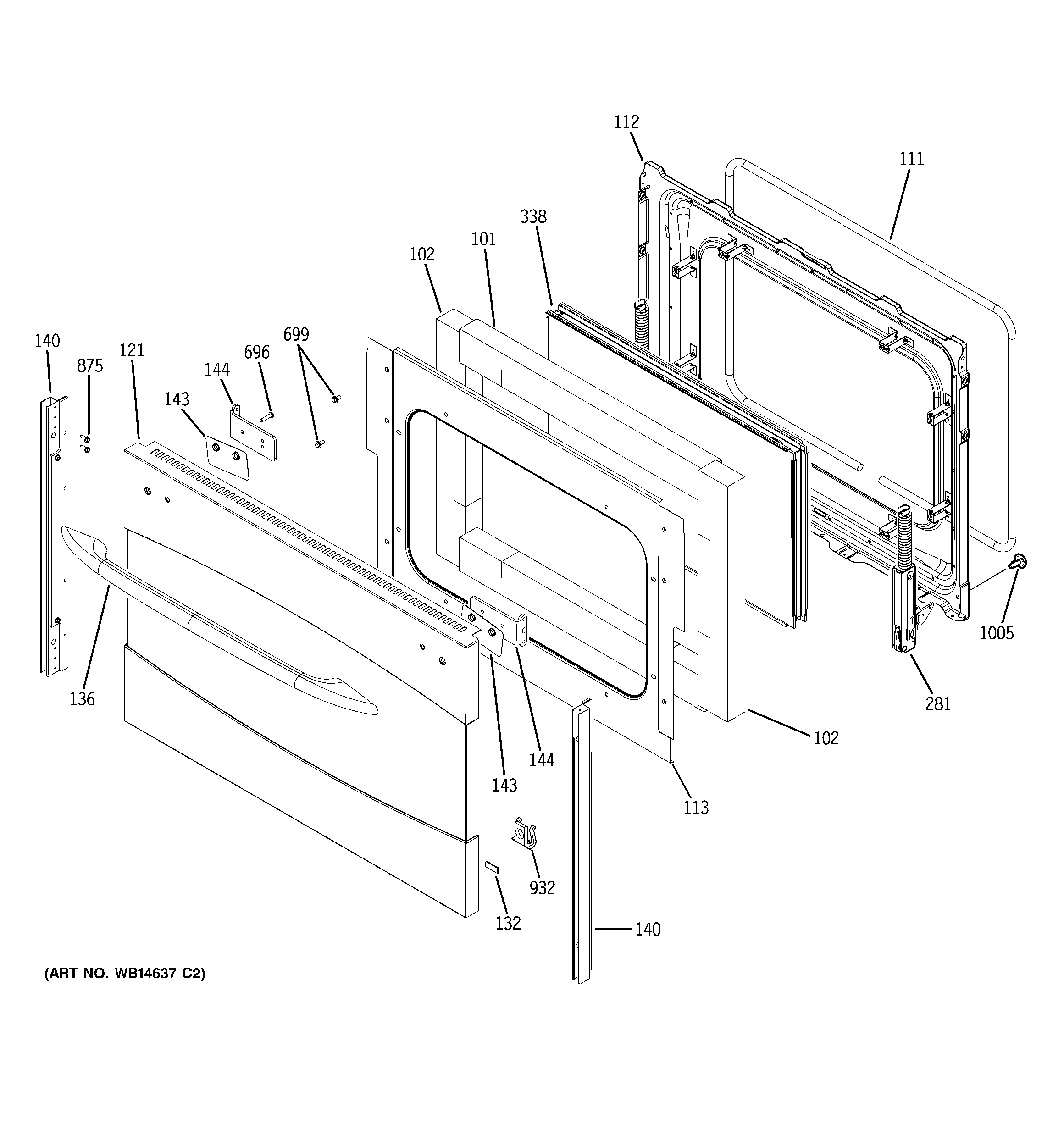 GE PB970SP6SS lower door diagram