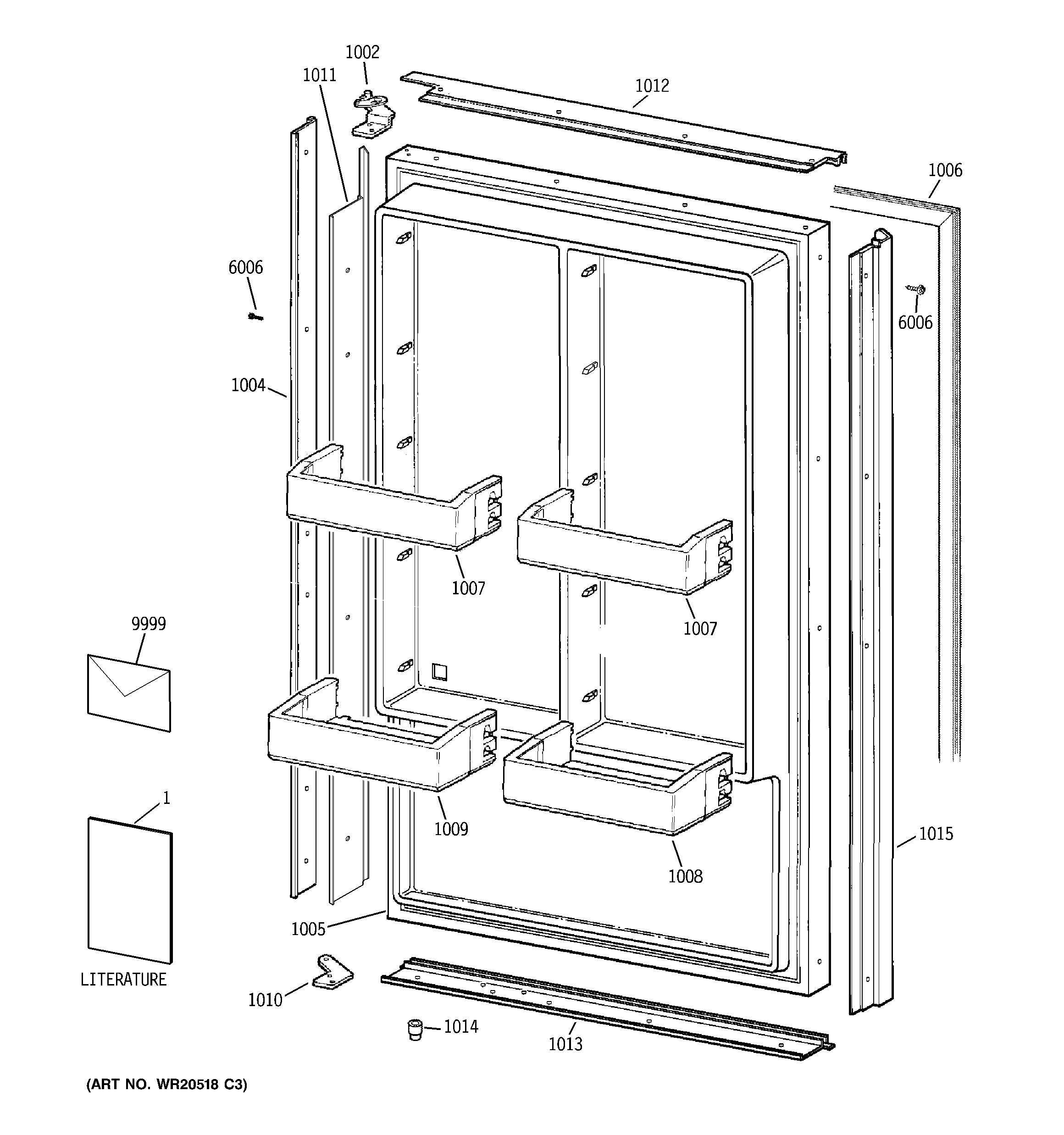 GE ZIF360NXALH door diagram