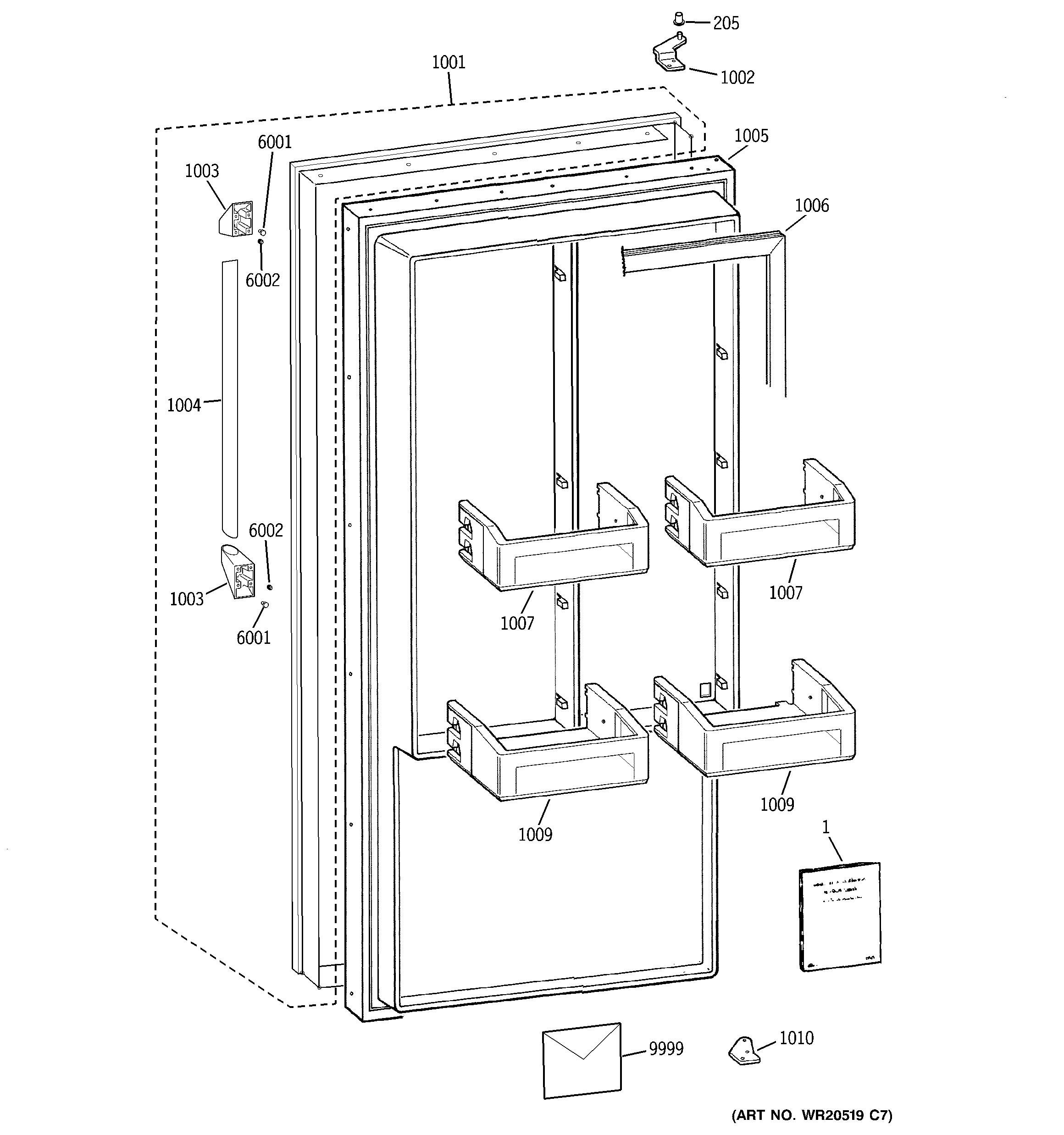 GE ZIFP360NXARH door diagram