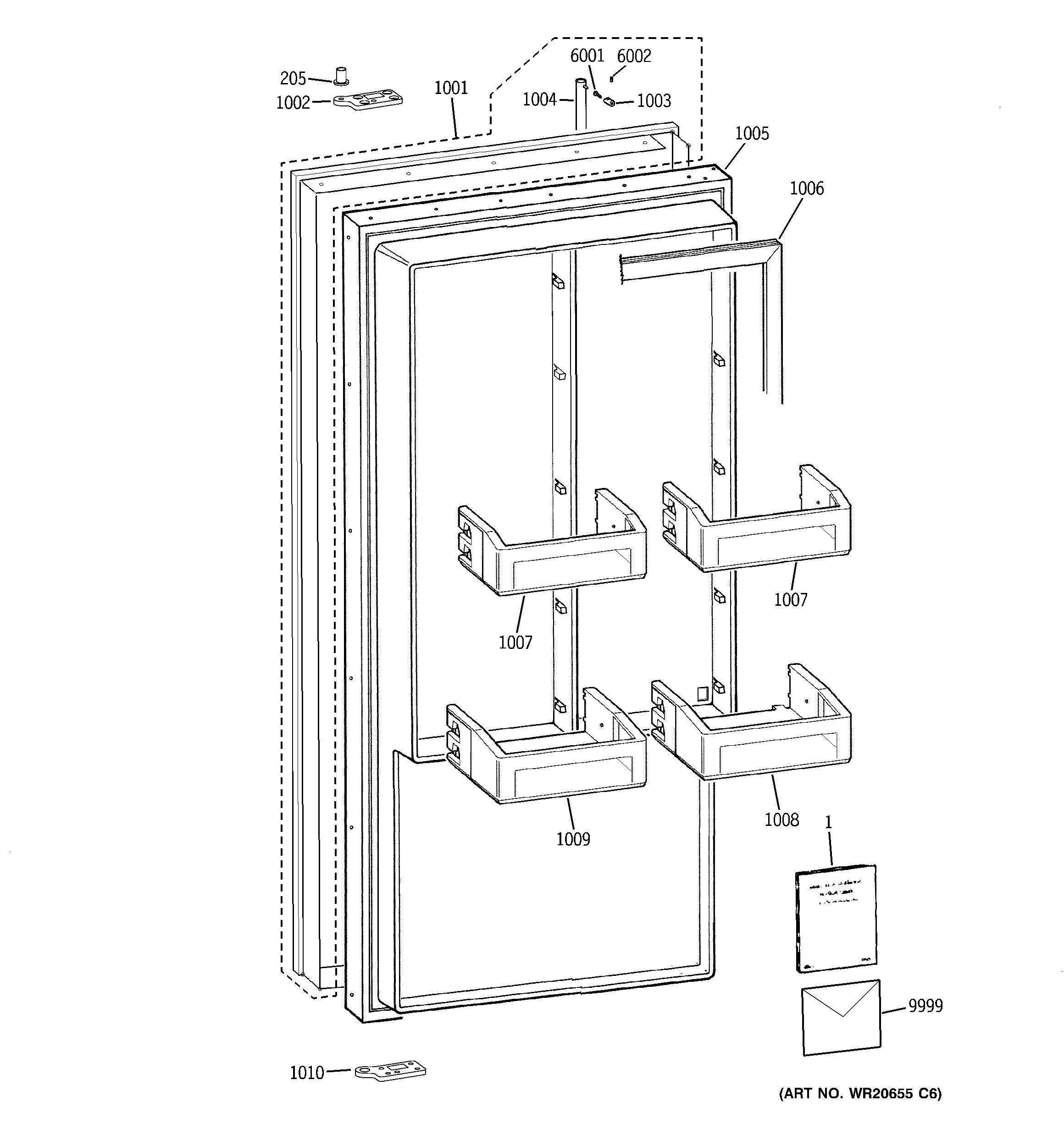 GE ZIFS360NXALH door diagram