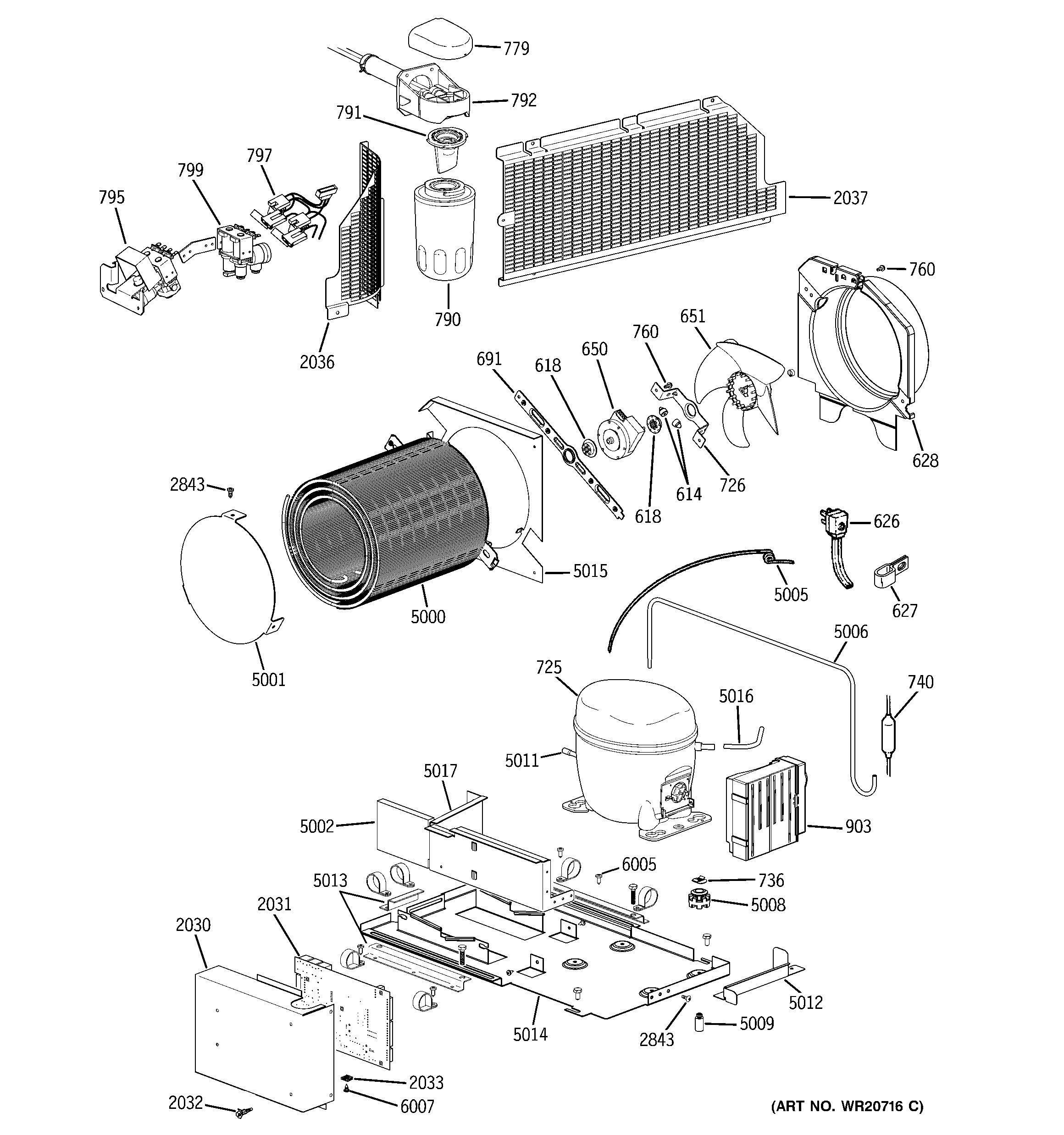 GE ZIFS360NXALH machine compartment diagram