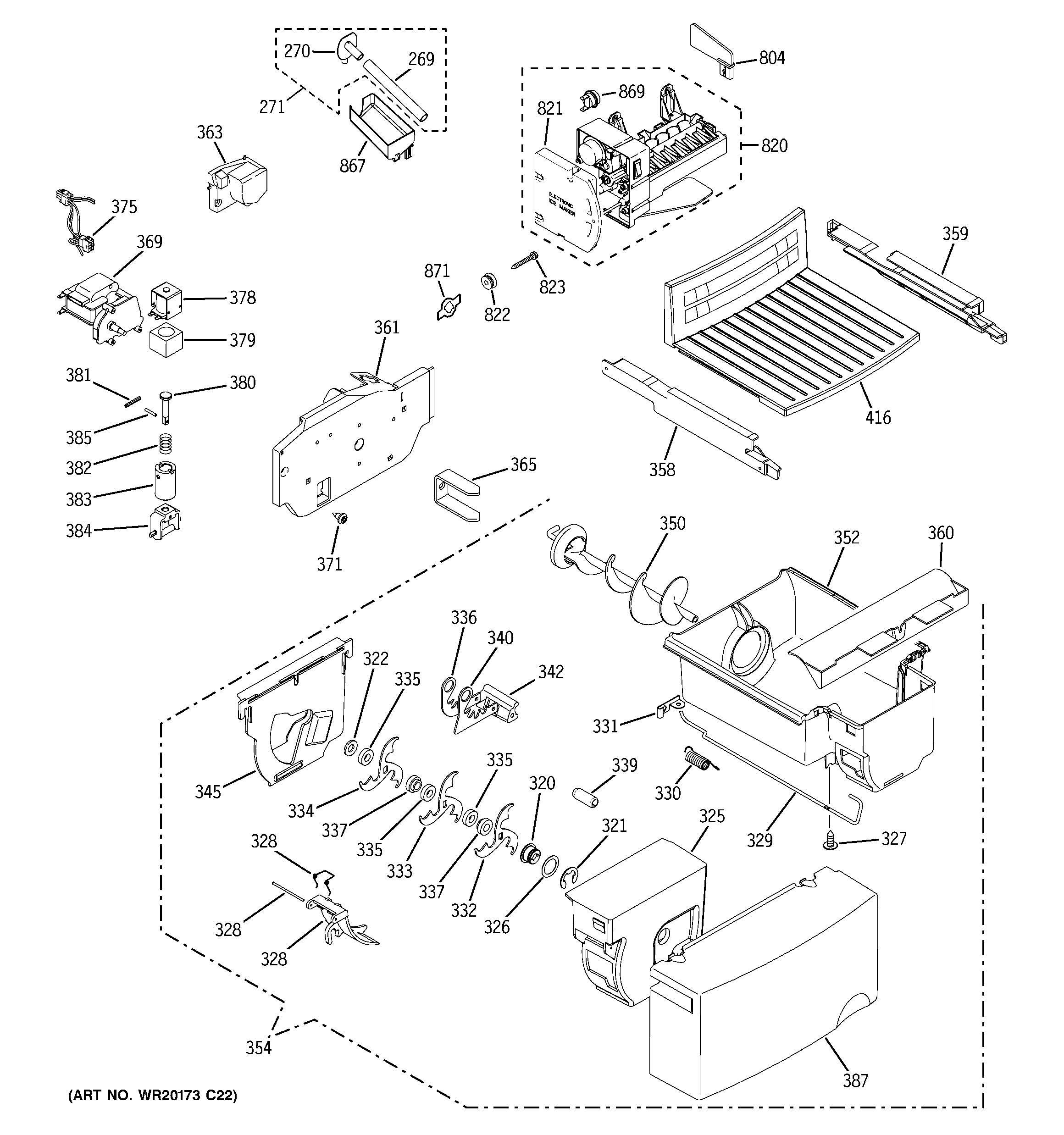GE GSH25ISXBSS ice maker & dispenser diagram