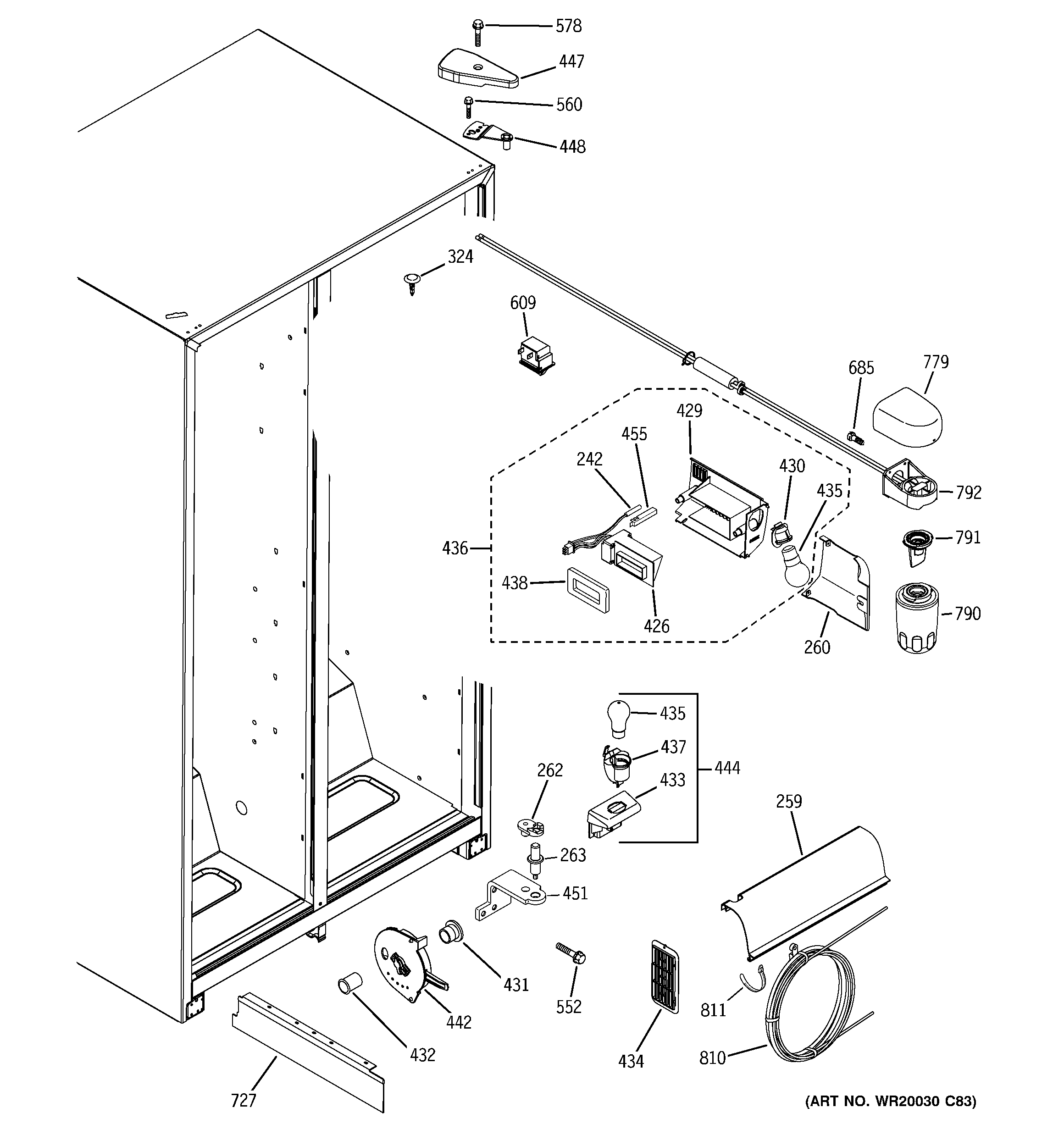 GE GSH25ISXBSS fresh food section diagram
