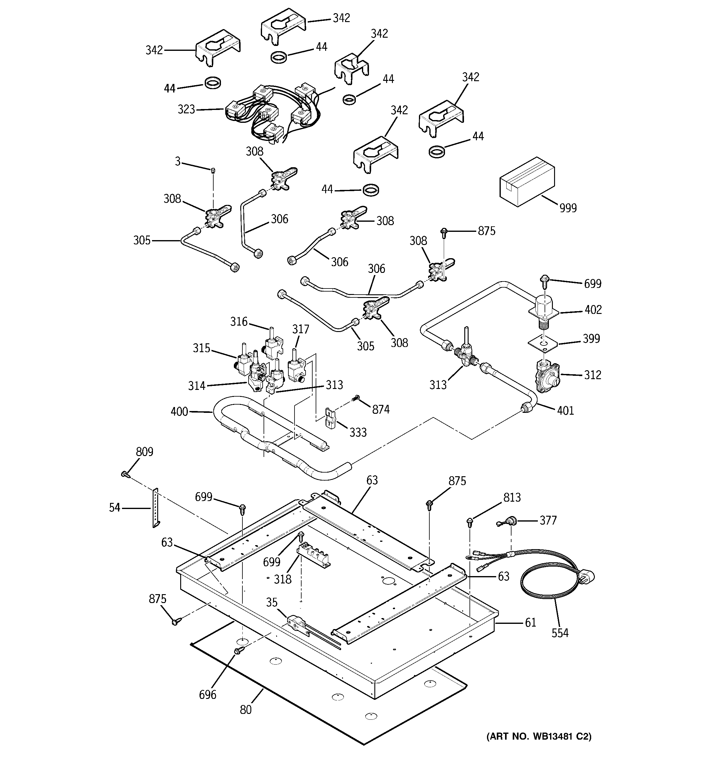 GE JGP970SEK1SS gas & burner parts diagram