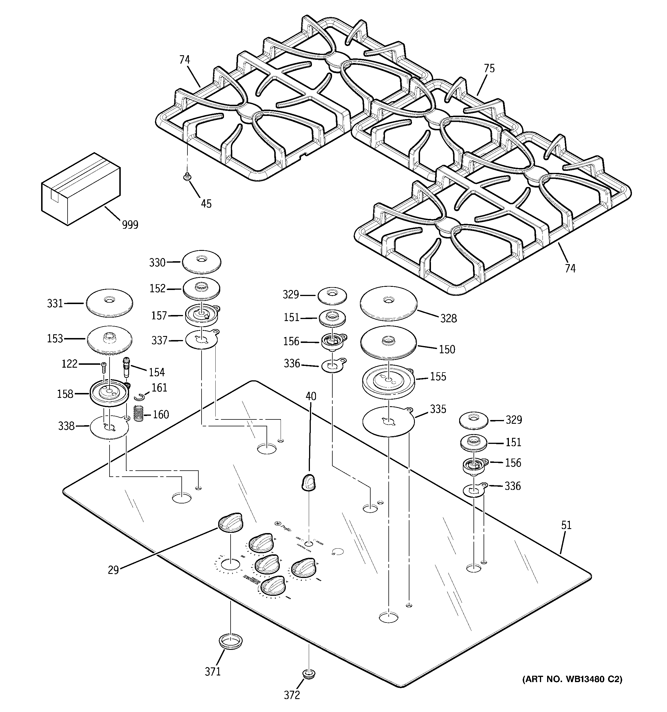 GE JGP970SEK2SS control panel & cooktop diagram