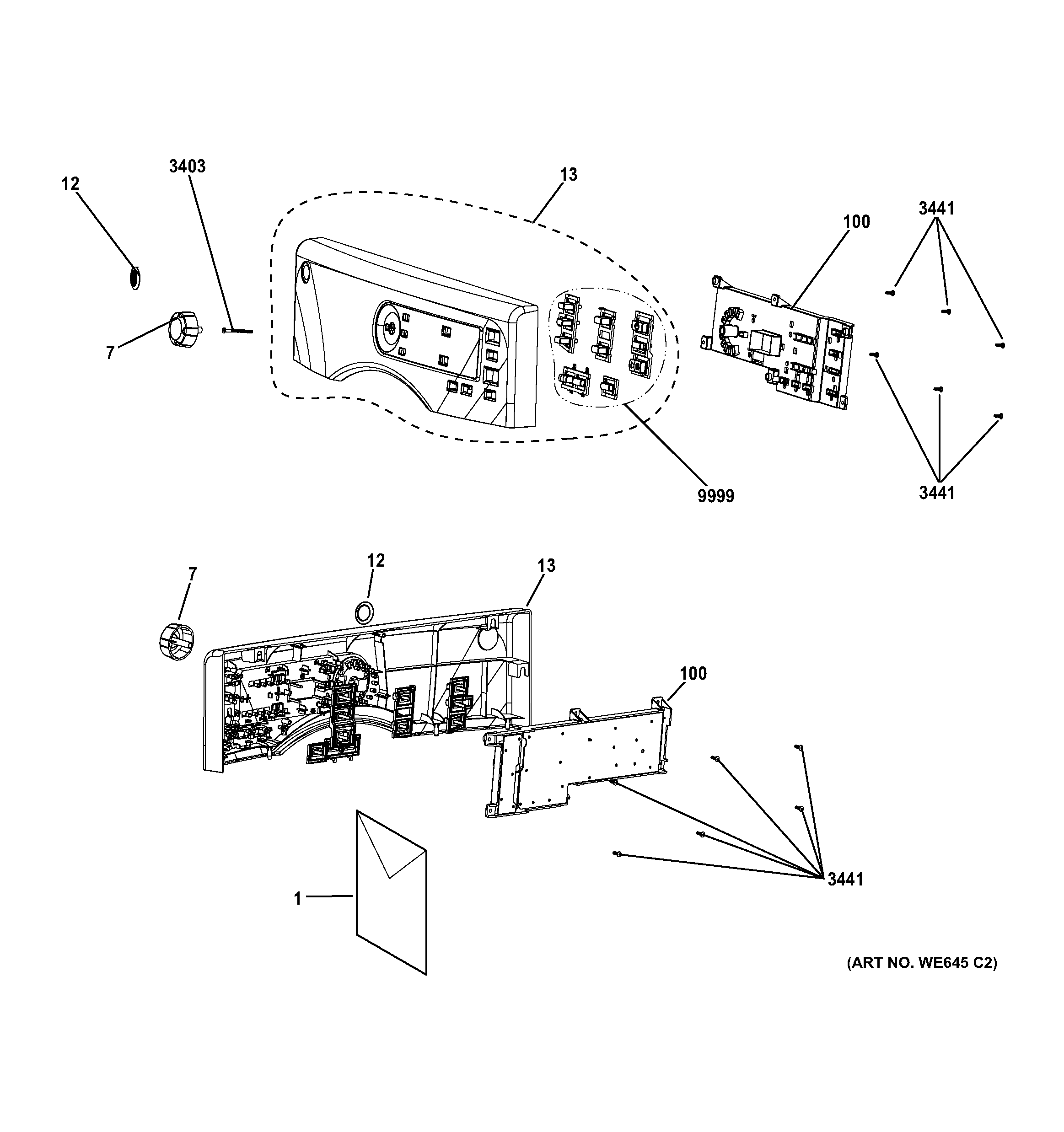 GE GFDN110ED0WW controls & backsplash diagram