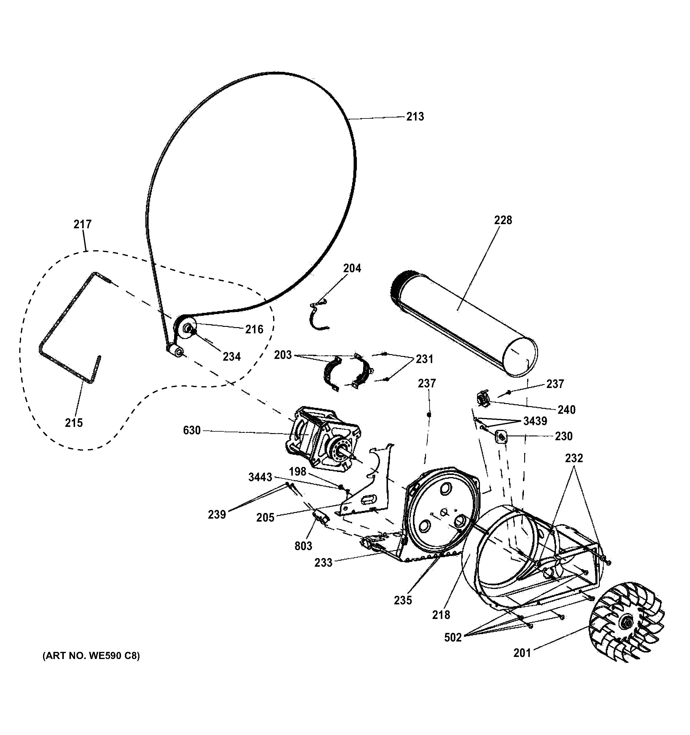 GE GFDN110ED0WW blower & motor diagram