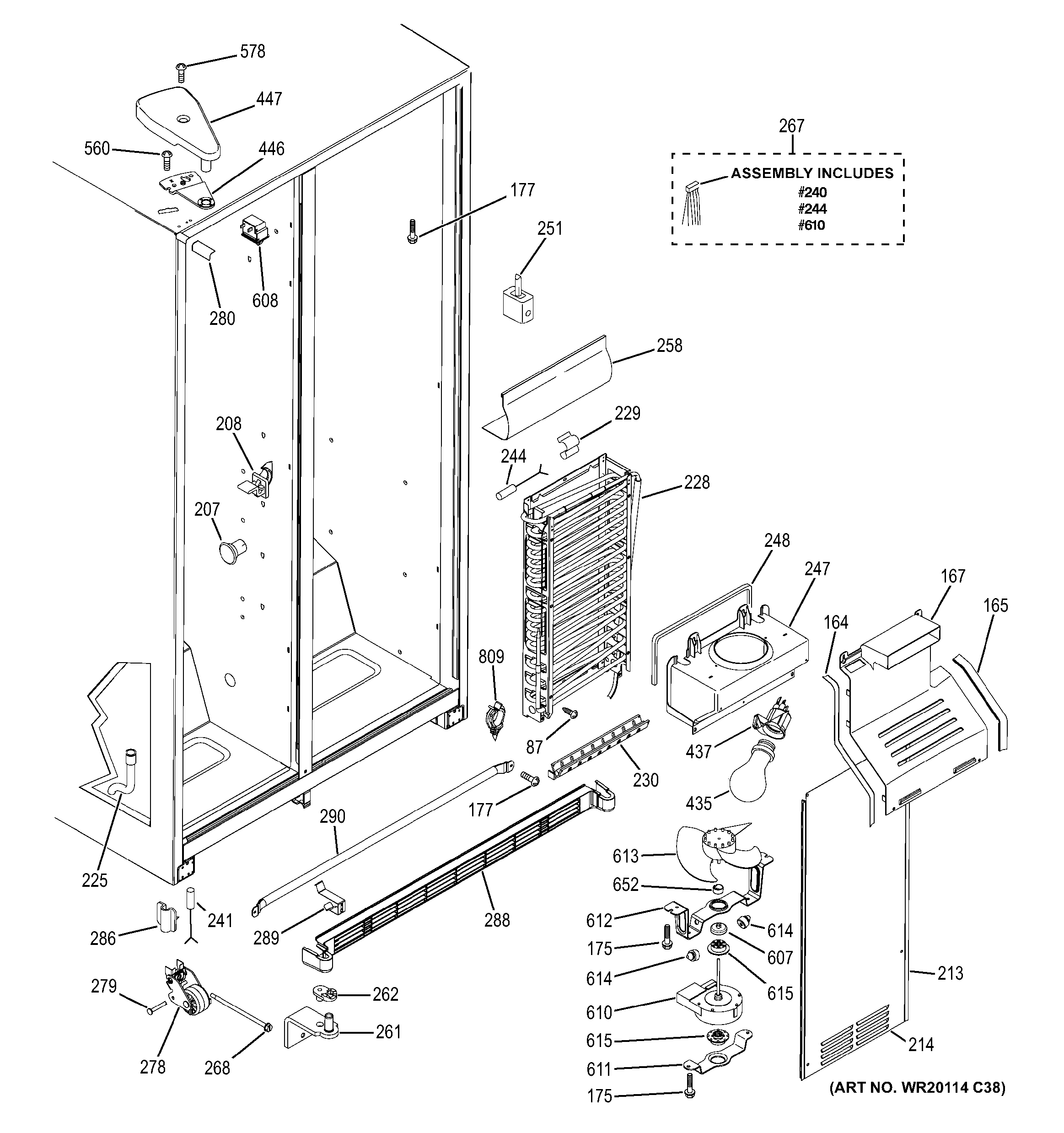 GE GSH22JGDCCC freezer section diagram