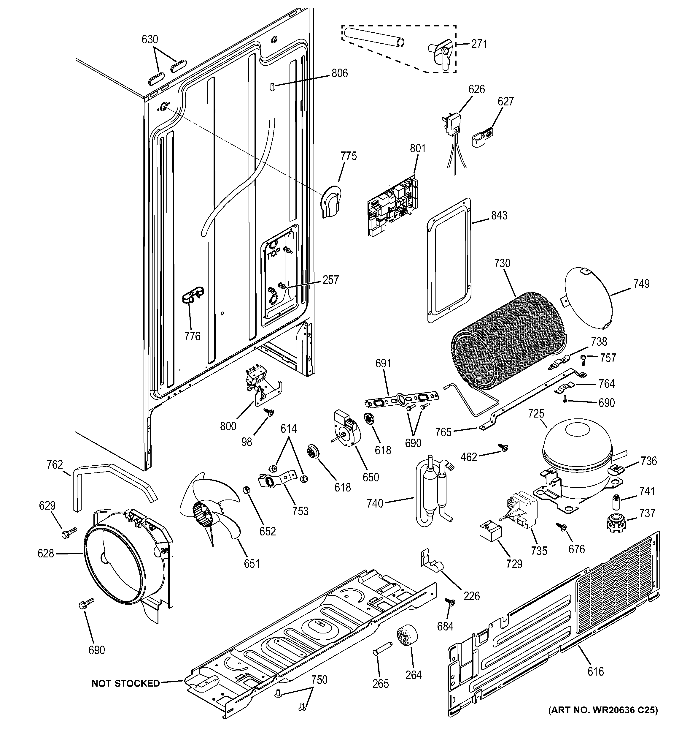 GE GSH22JGDCWW machine compartment diagram