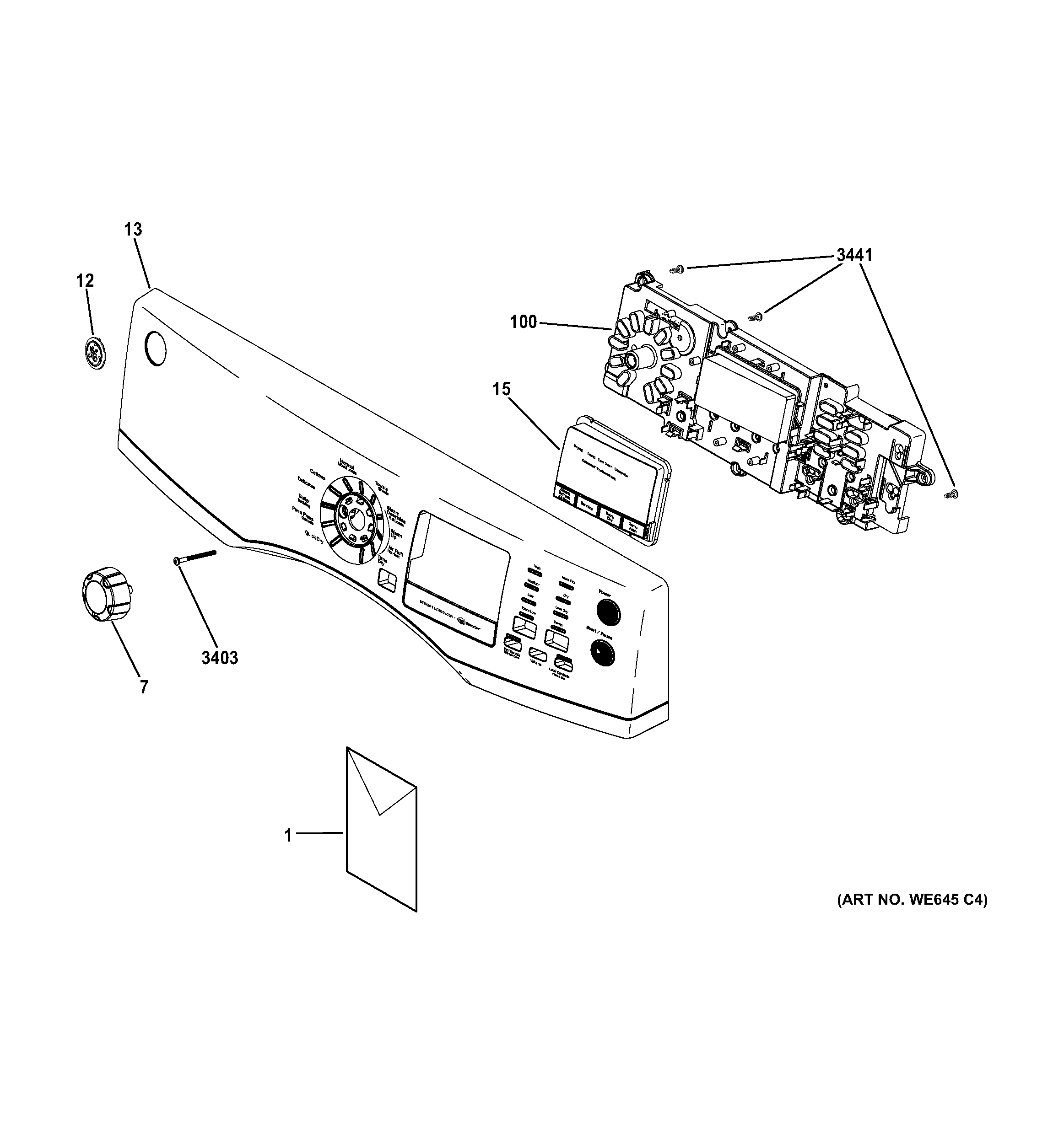 GE GFDS170GH1WW controls & backsplash diagram