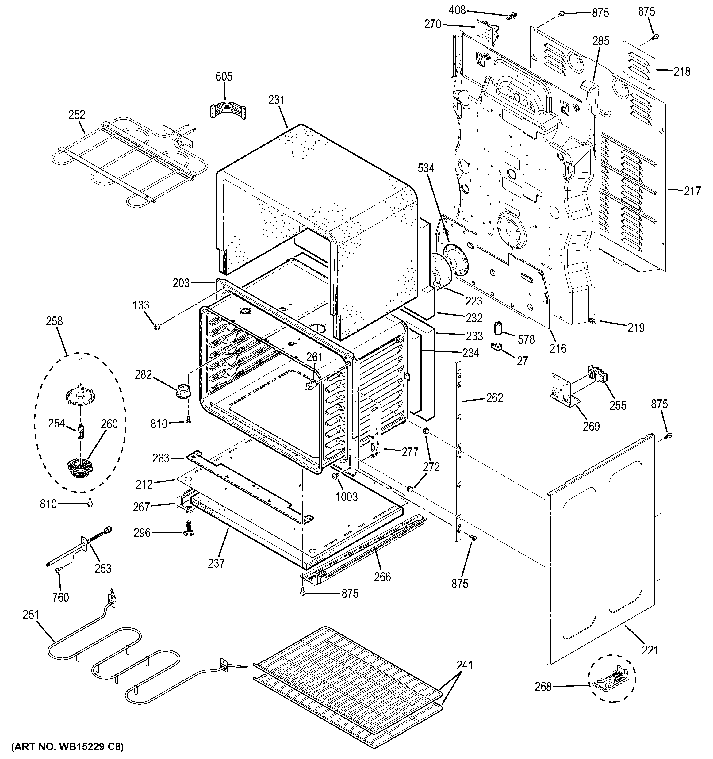 GE JB860EJ1ES lower oven diagram