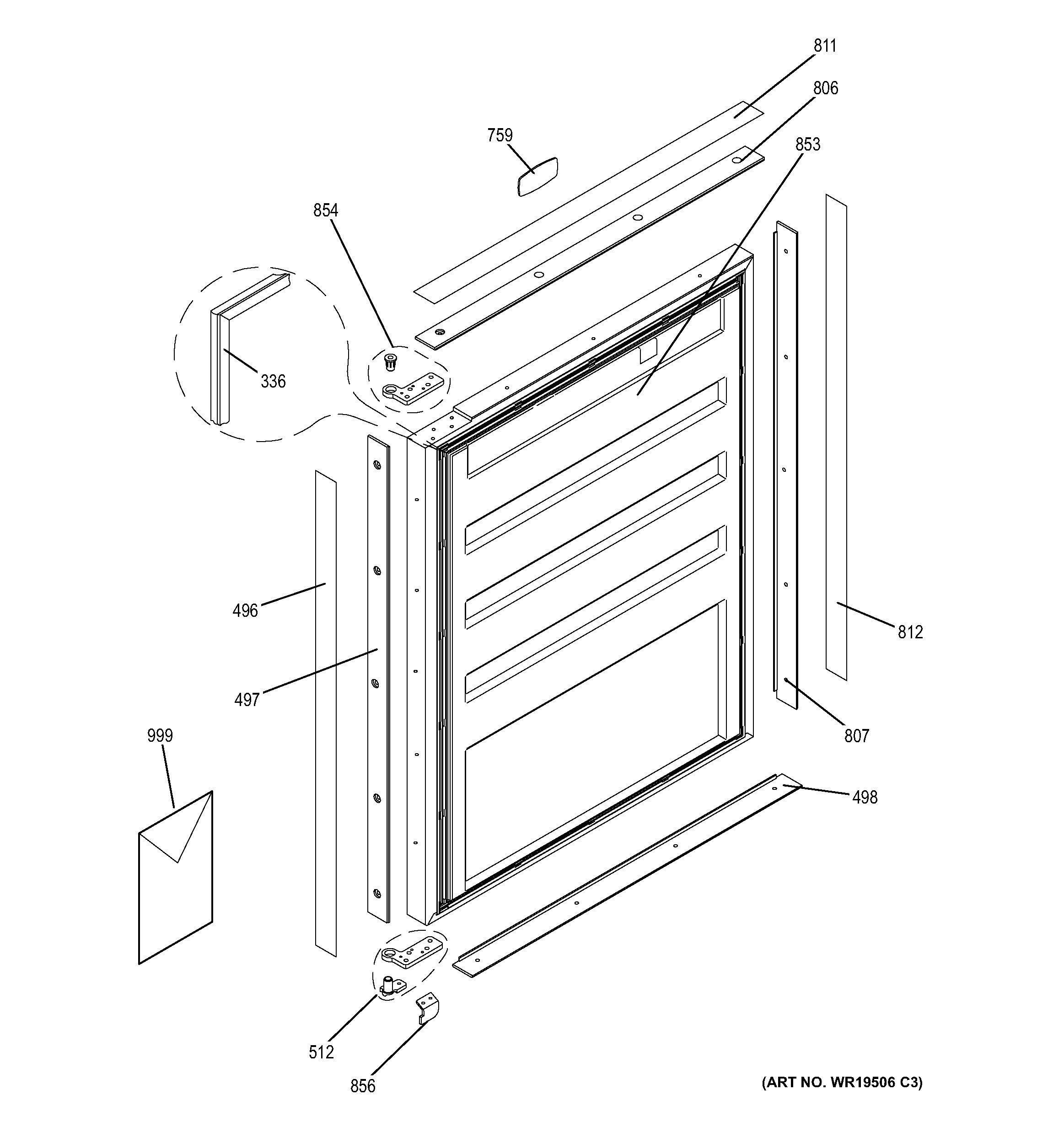 GE ZIFI240HAII door diagram