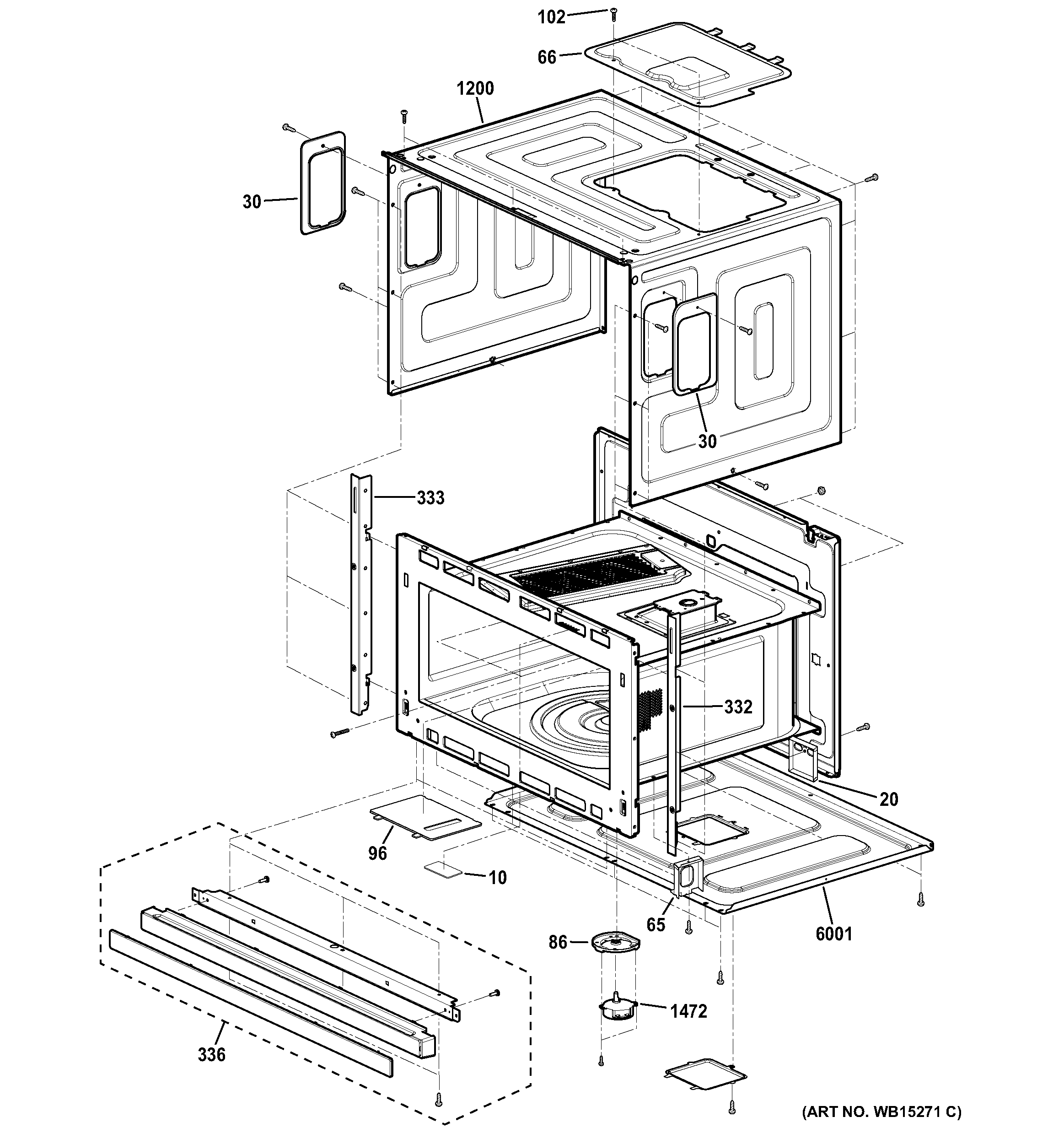 GE PSB9100SF1SS oven cavity parts diagram