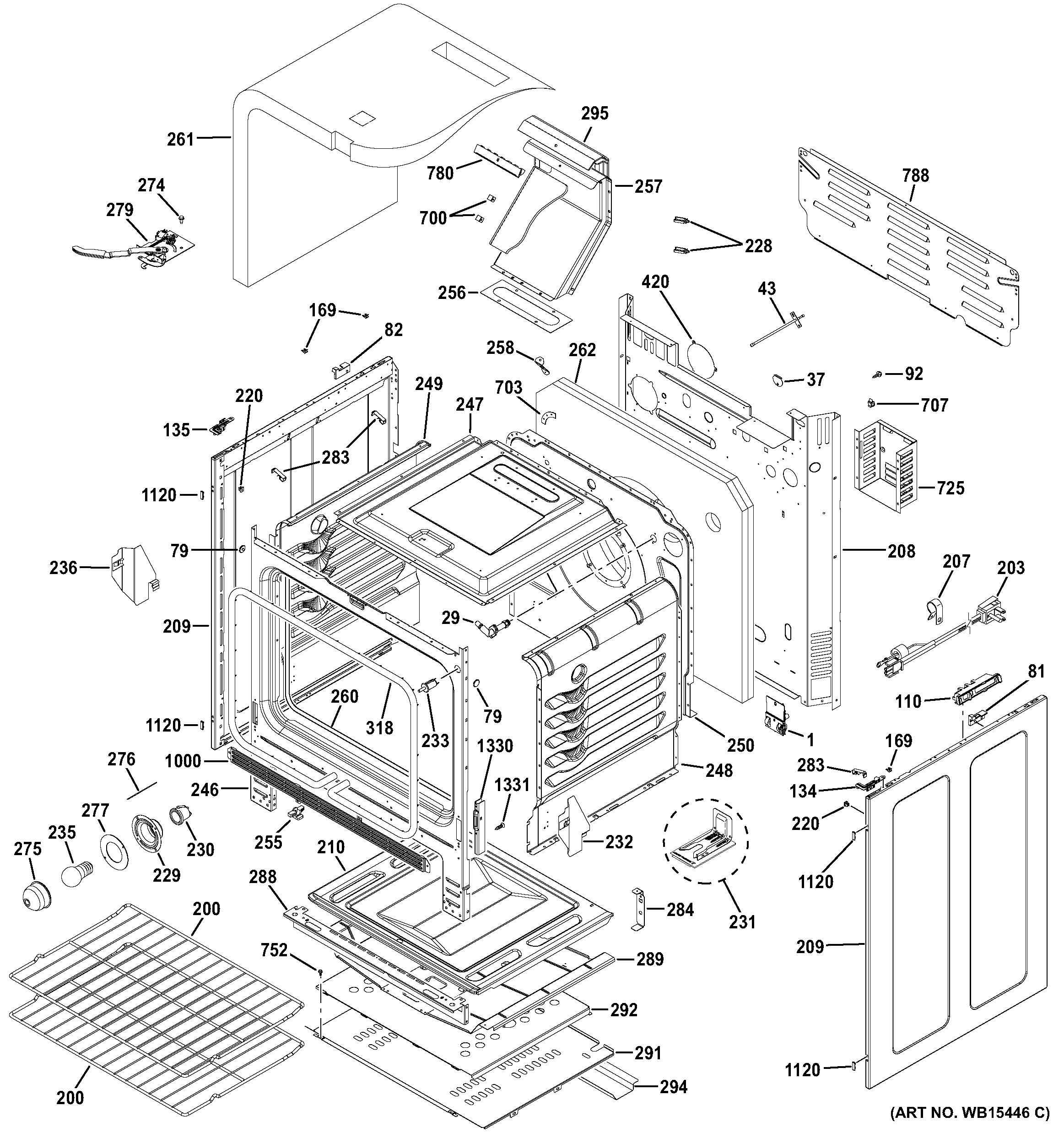 GE JGB700DEJ1BB body parts diagram