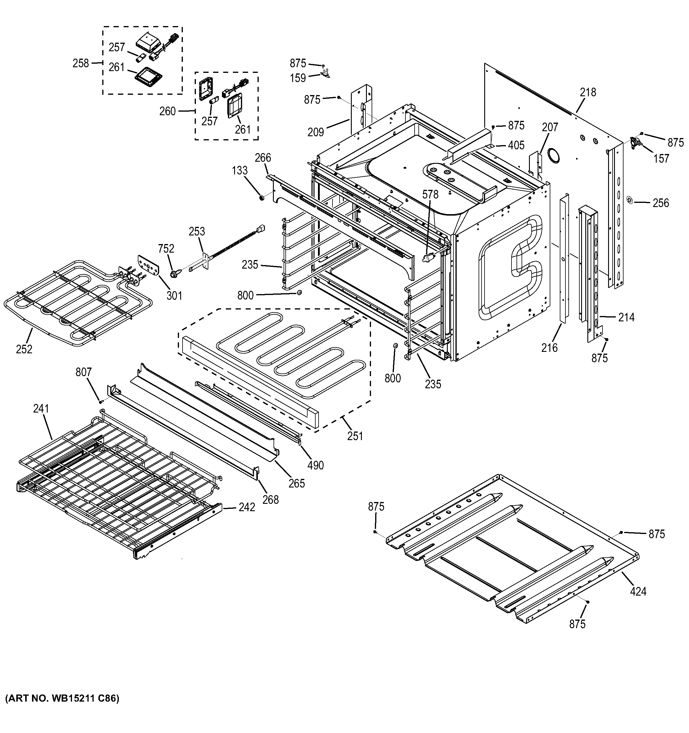 GE PK7500EJ1ES lower oven diagram