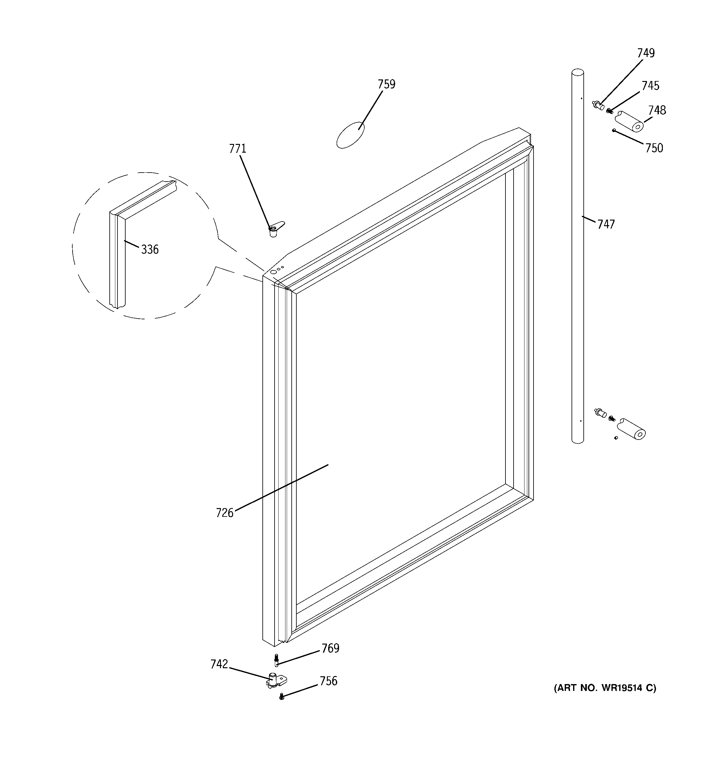 GE ZDWR240PABS door diagram