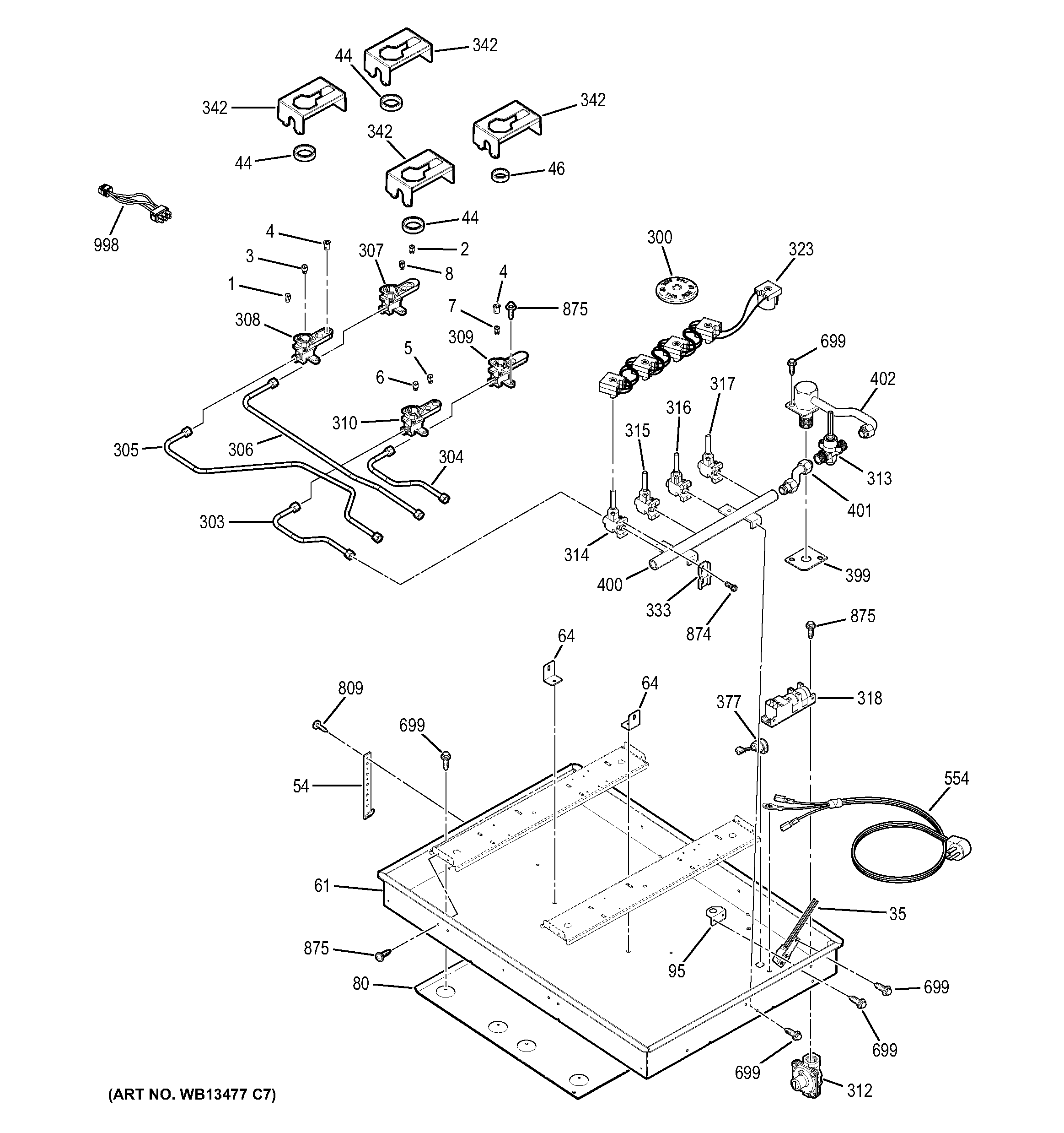 GE JGP940TEK6WW gas & burner parts diagram
