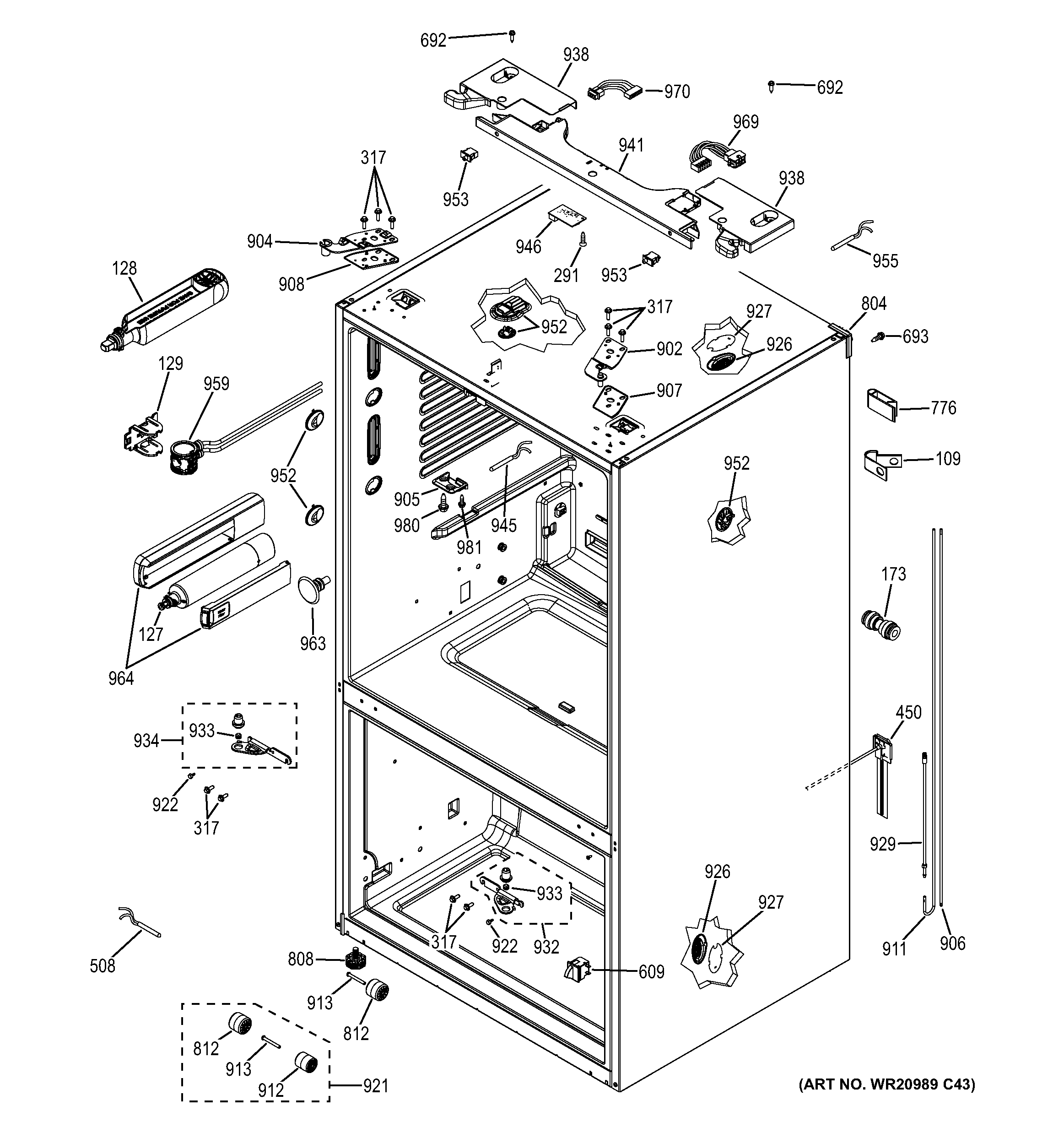 GE GNE29GGHCWW case parts diagram