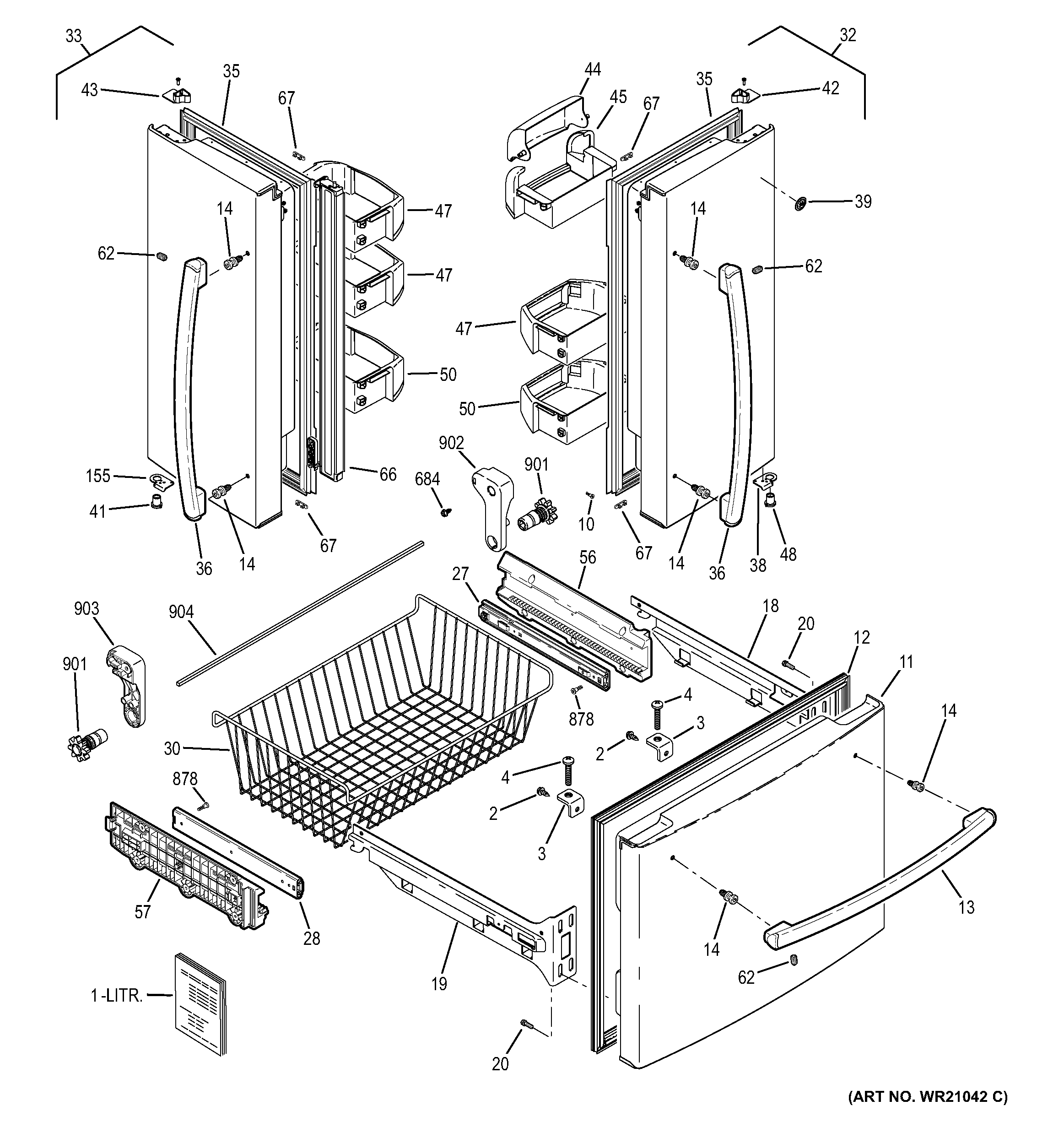 GE GNS23GMHBFES doors diagram