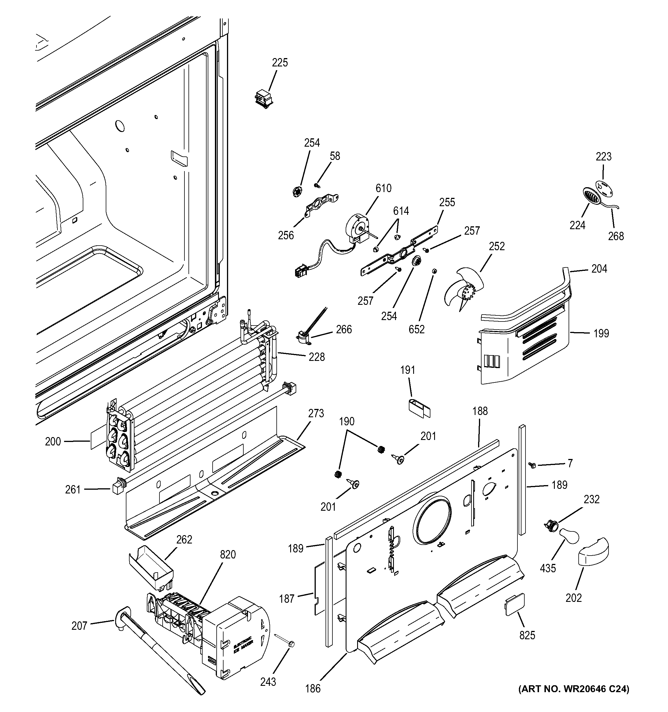 GE GNS23GMHBFES freezer section diagram