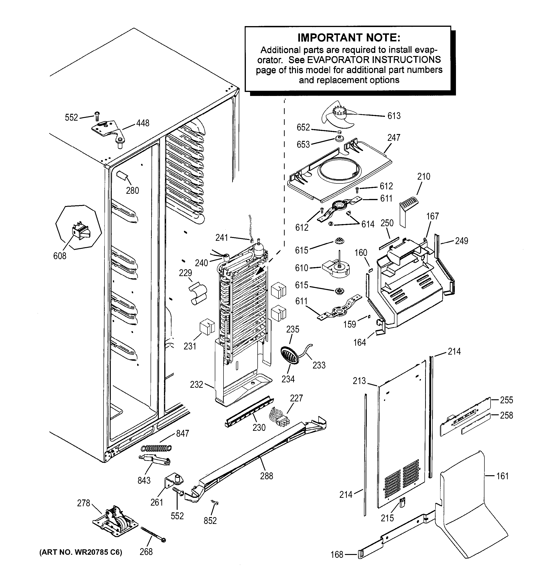 GE PSE25KGHBHBB freezer section diagram