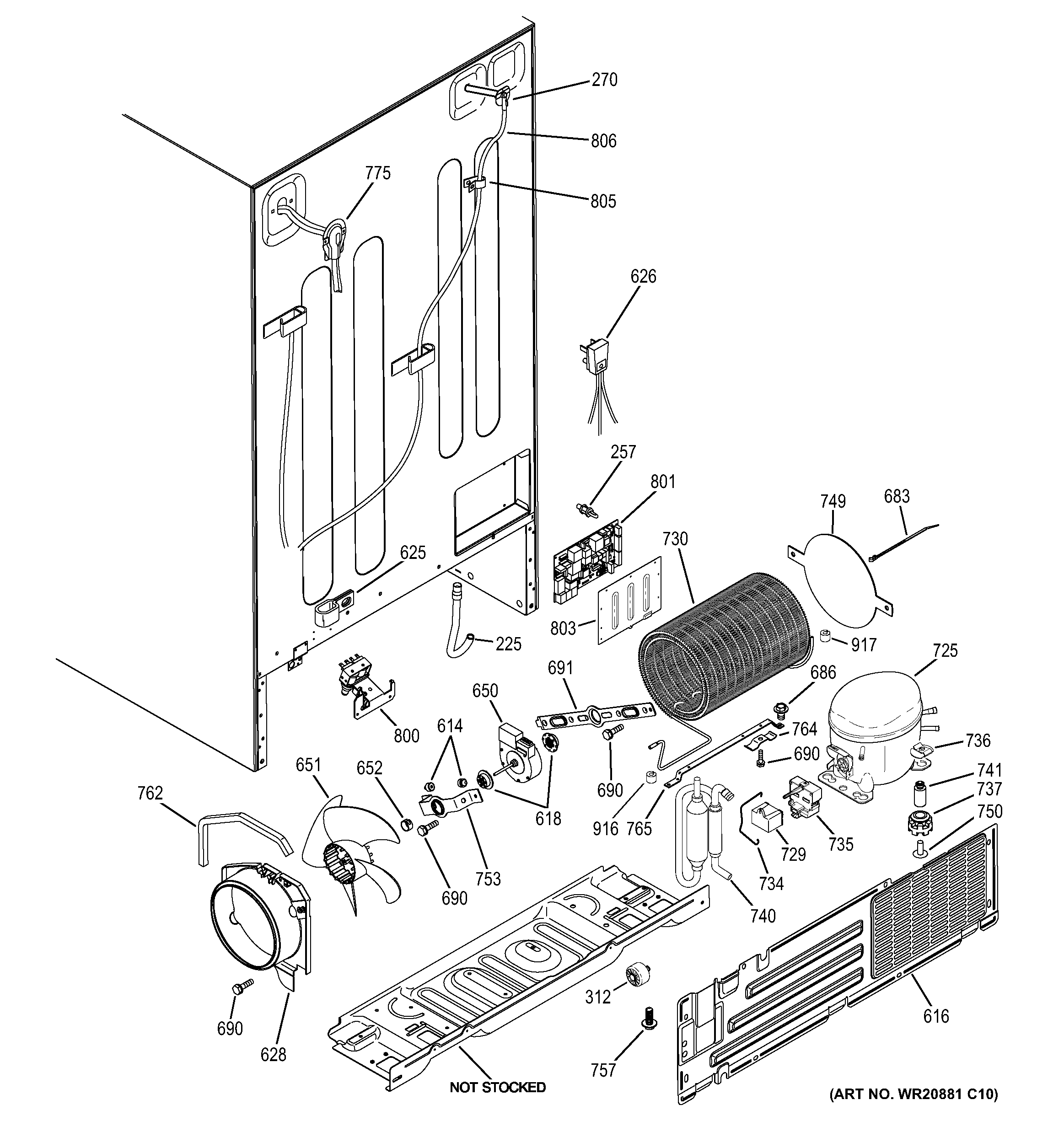 GE PSE25KGHBHBB machine compartment diagram