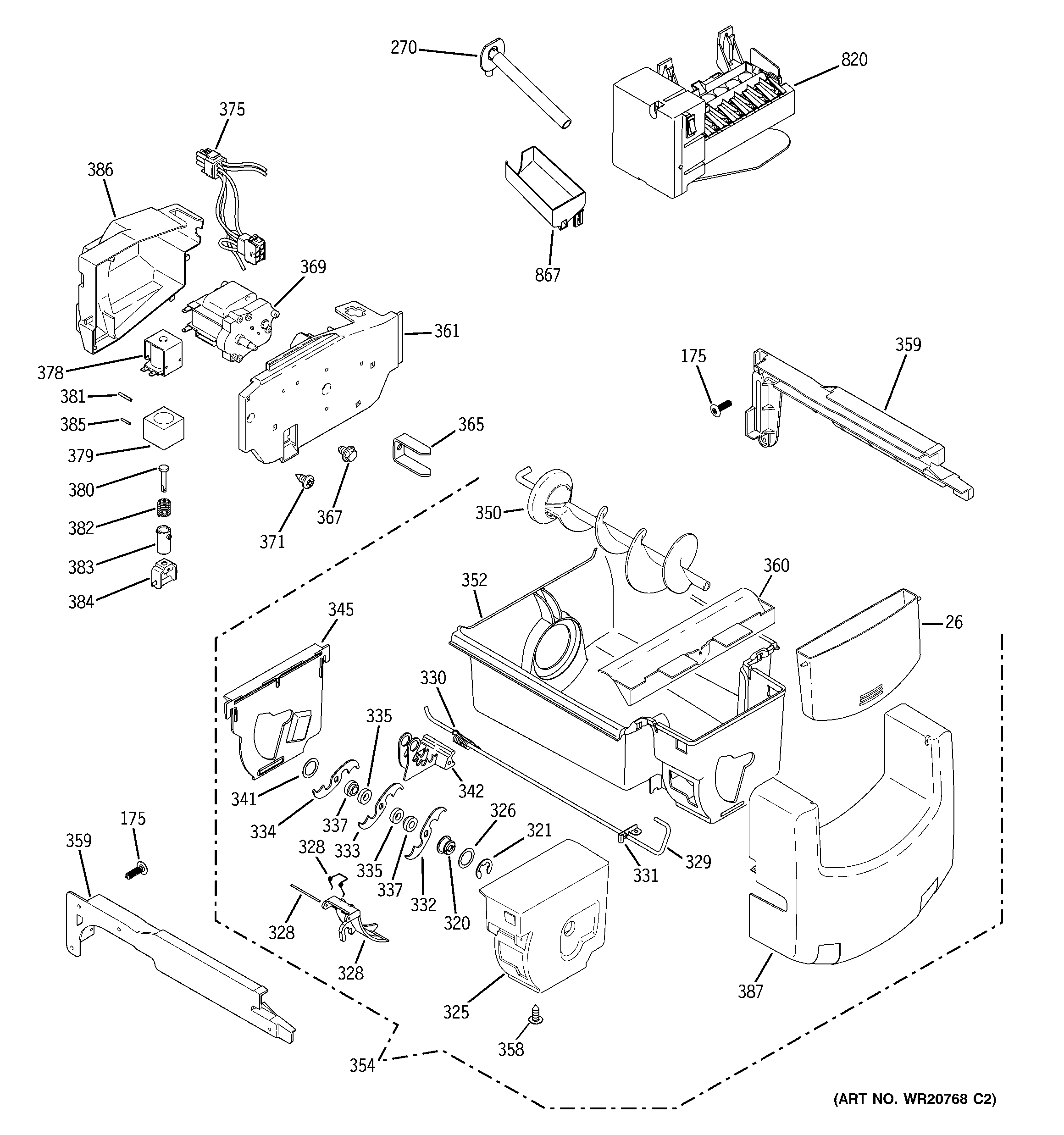 GE PSE25KGHBHWW ice maker & dispenser diagram