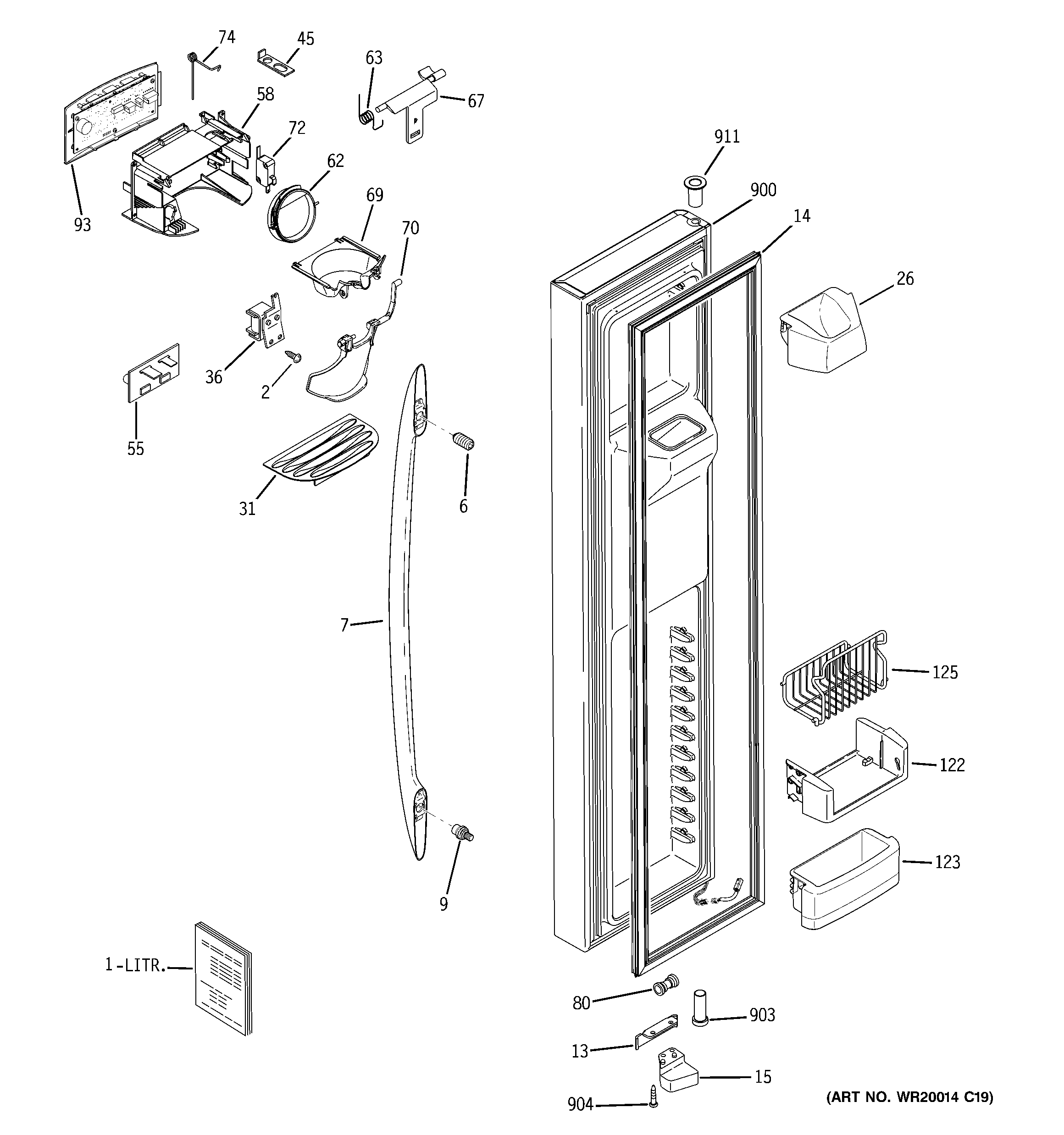 GE PSHS6RGXBDSS freezer door diagram