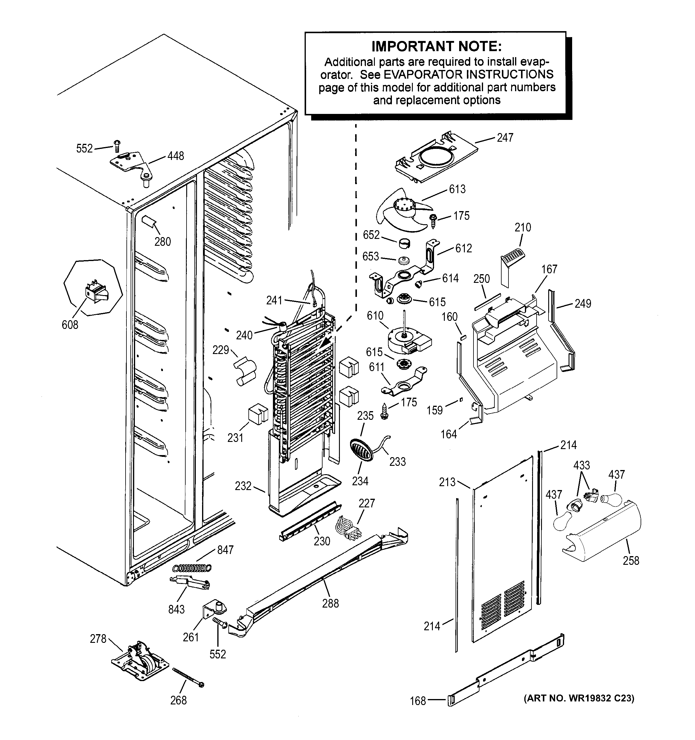 GE PSHS6RGXBDSS freezer section diagram